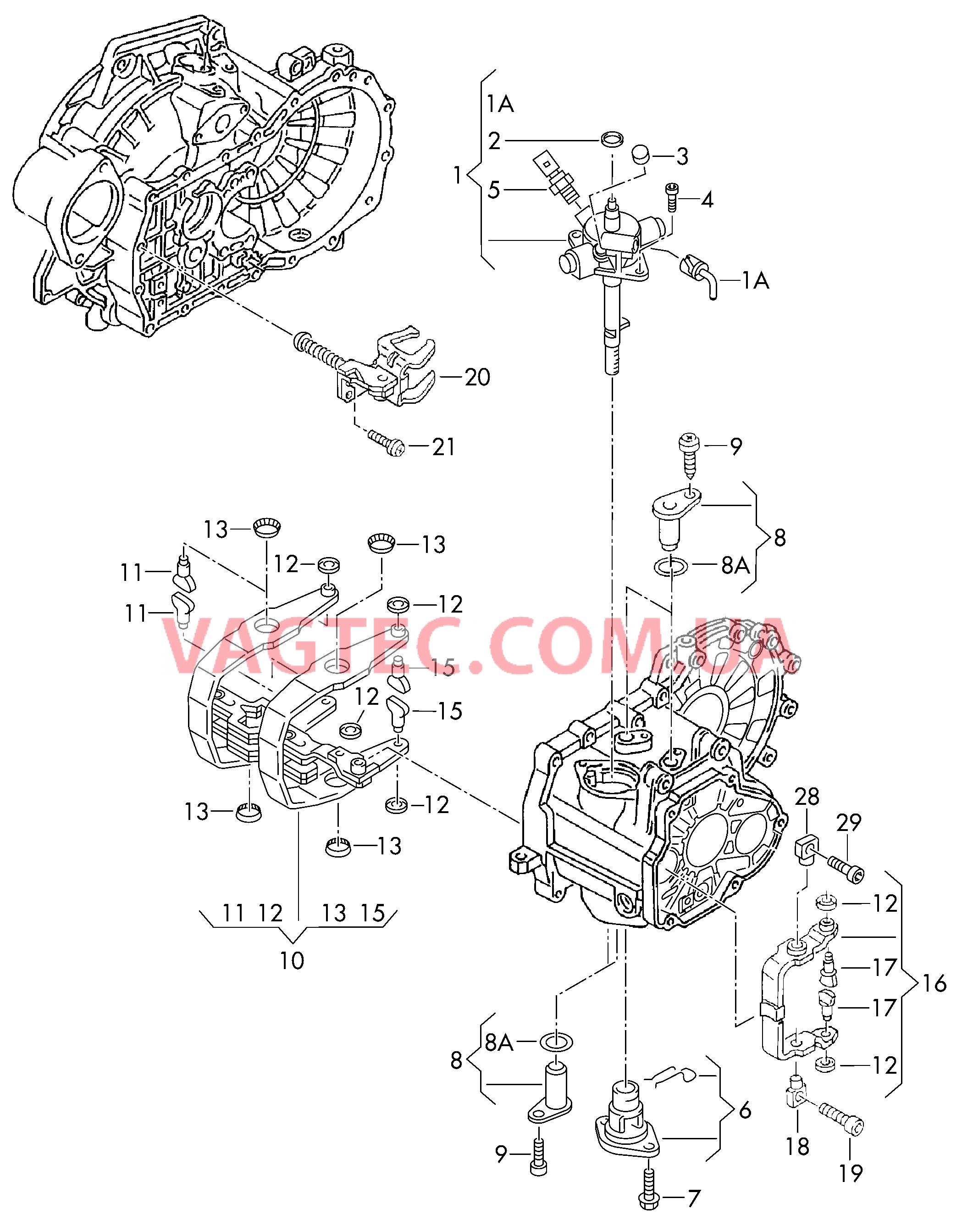 Механизм переключения Вилка включения для 5-ступ. механической КП  для AUDI A3 2018