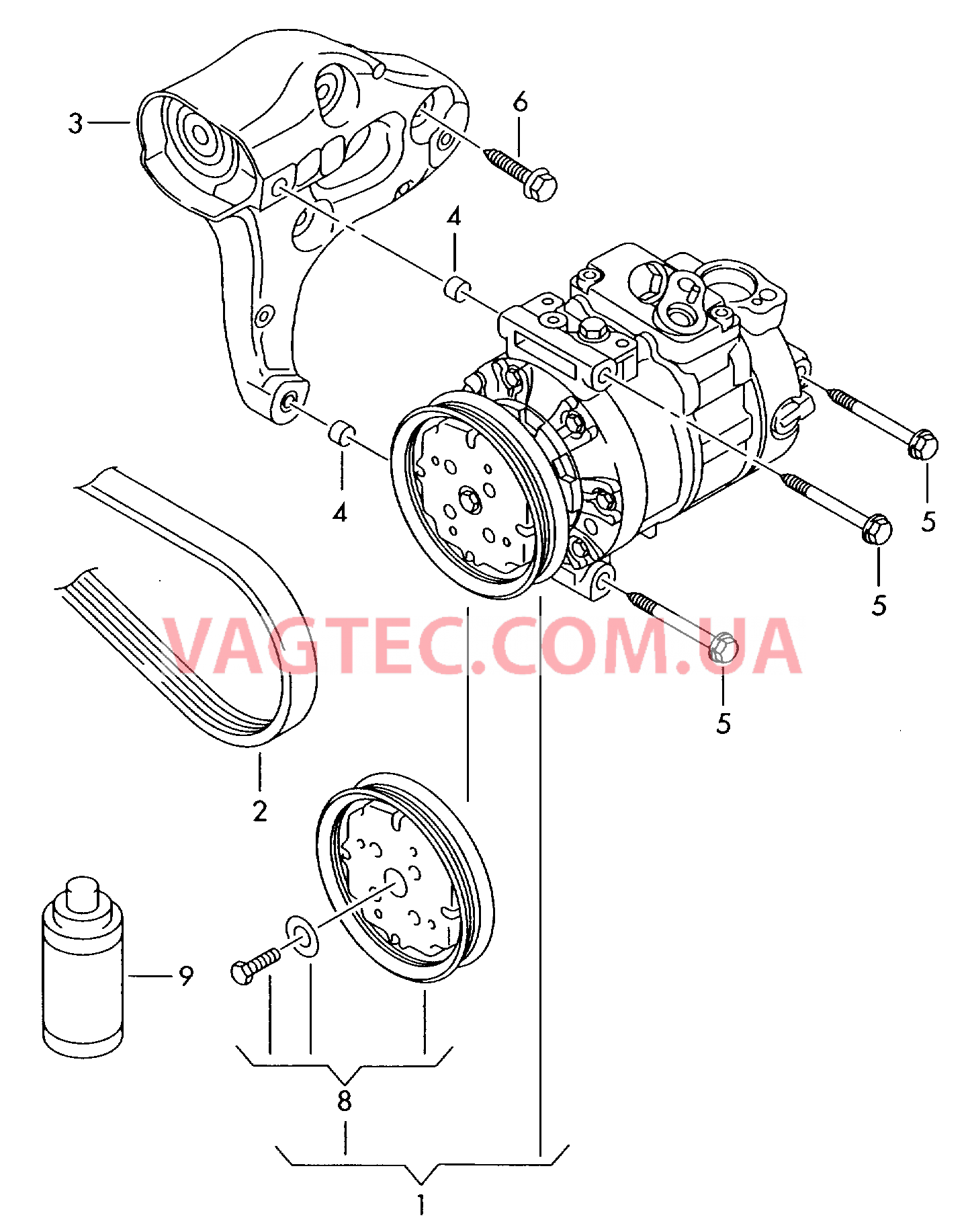 Компрессор климатической уст. Детали соединительные и крепежные для компрессора  для AUDI A3 2010