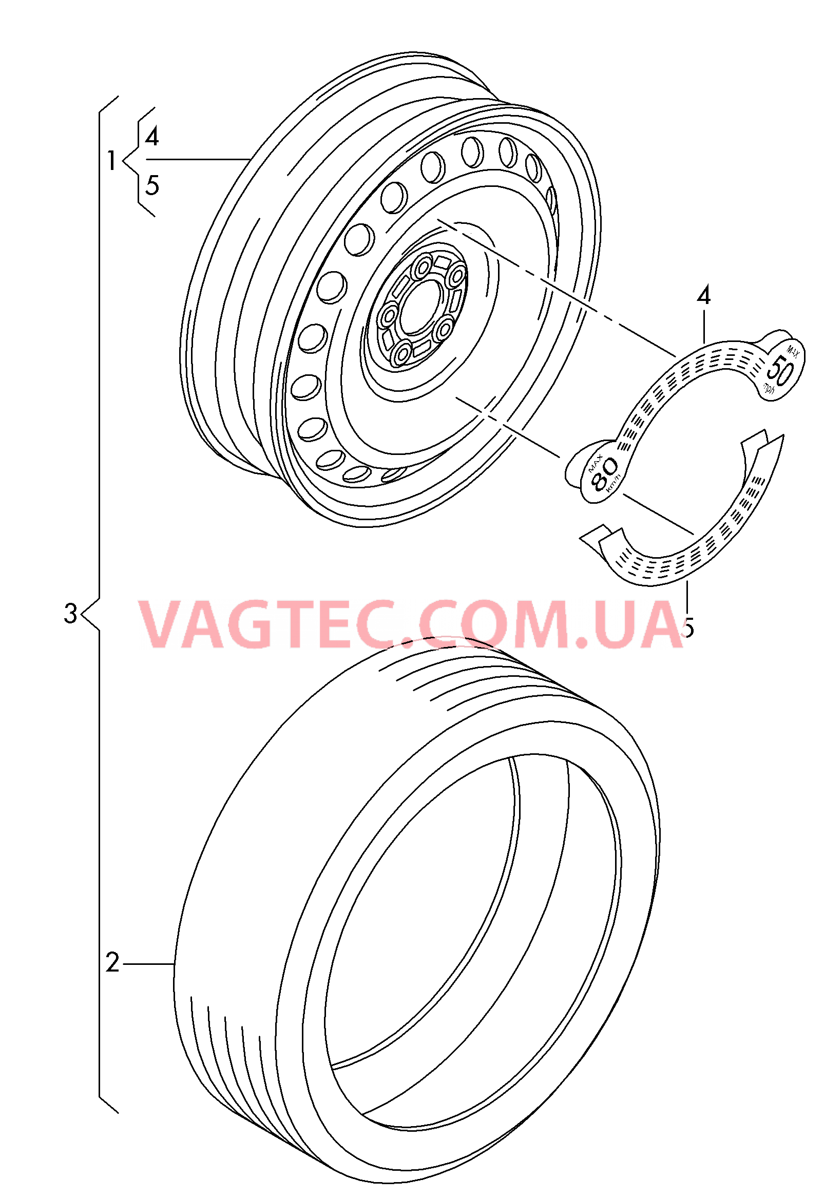 Таблички для компактного запасн. колеса  для AUDI A3 2017