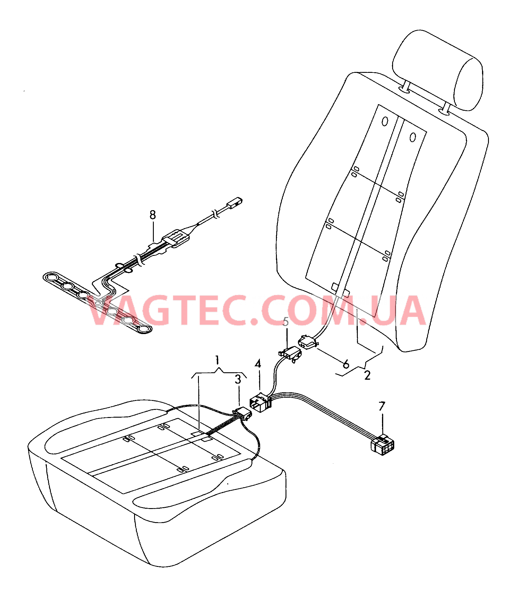 Нагревательный элемент спинки и подушки сиденья  Вставка распознавания занятости сиденья  для а/м с 2 поперечными швами на поверхности сиденья F             >> 8Р-7-223 450* для AUDI A3 2005