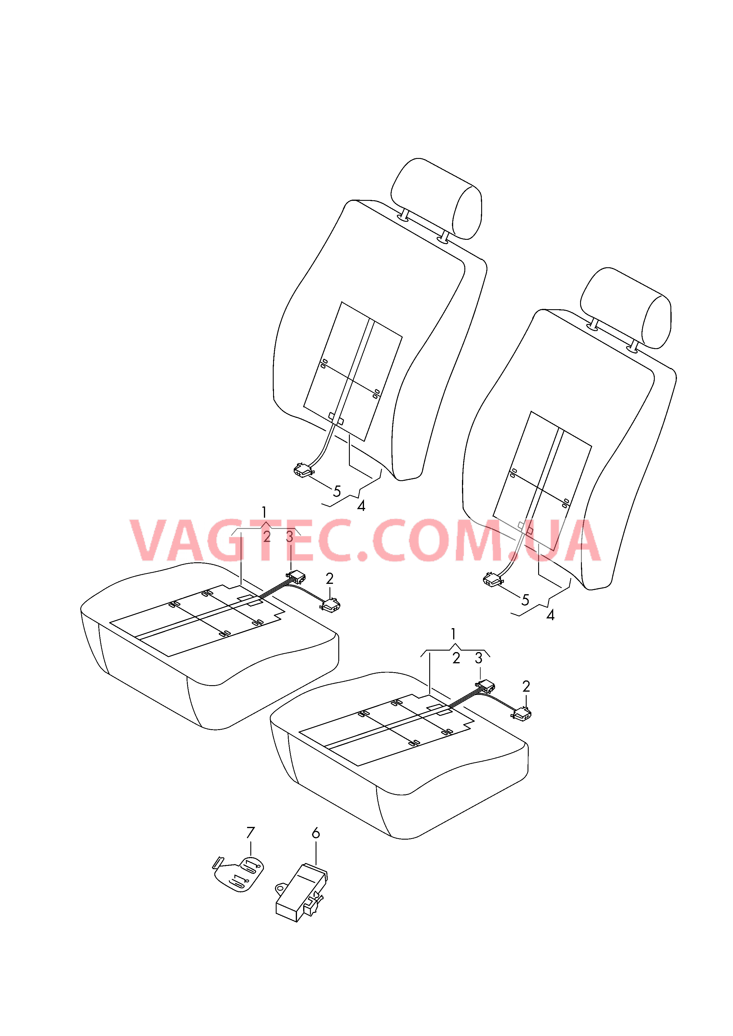 Нагревательный элемент спинки и подушки сиденья  для AUDI RS7 2016