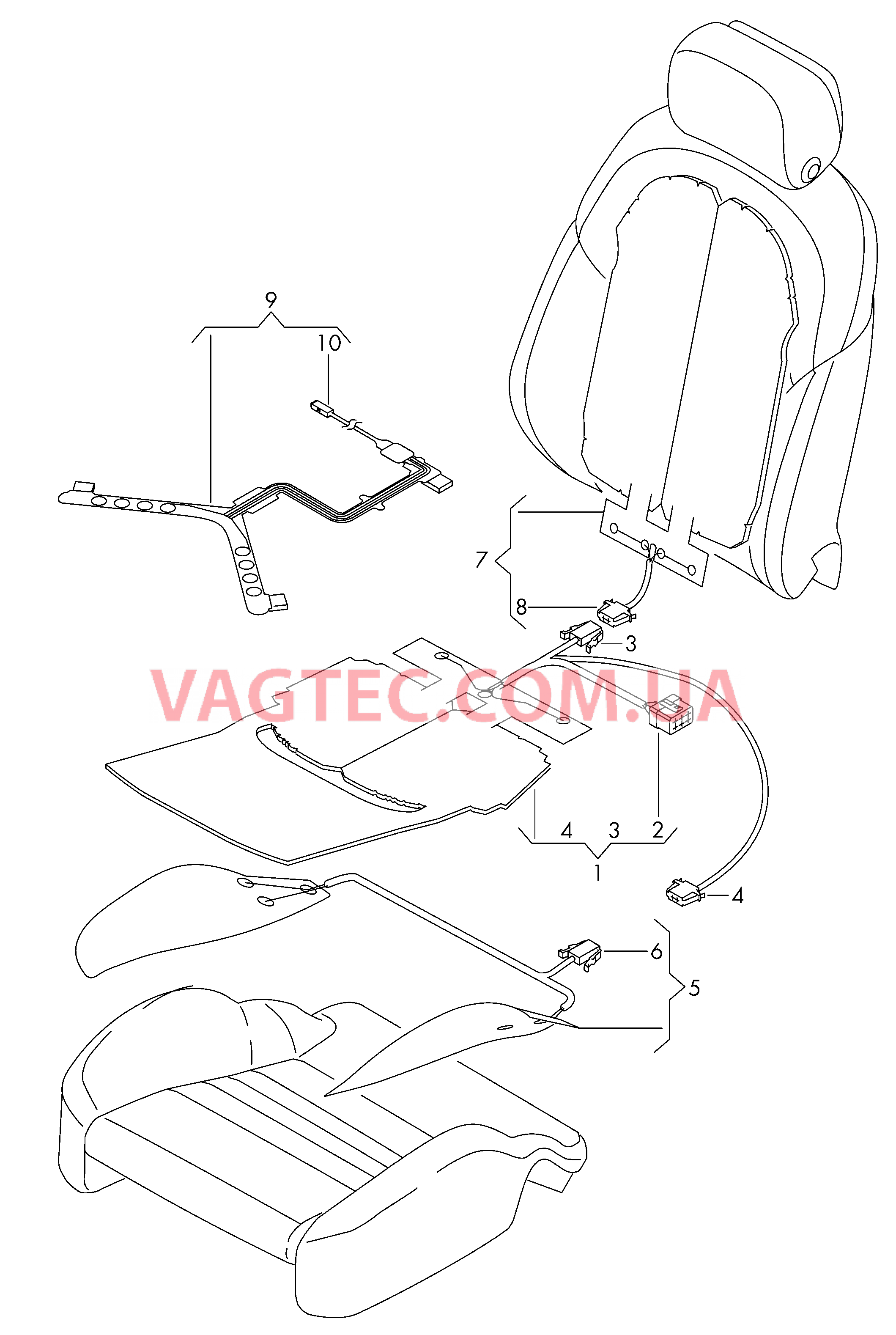 Нагревательный элемент спинки и подушки сиденья  Вставка распознавания занятости сиденья  для AUDI RS7 2015