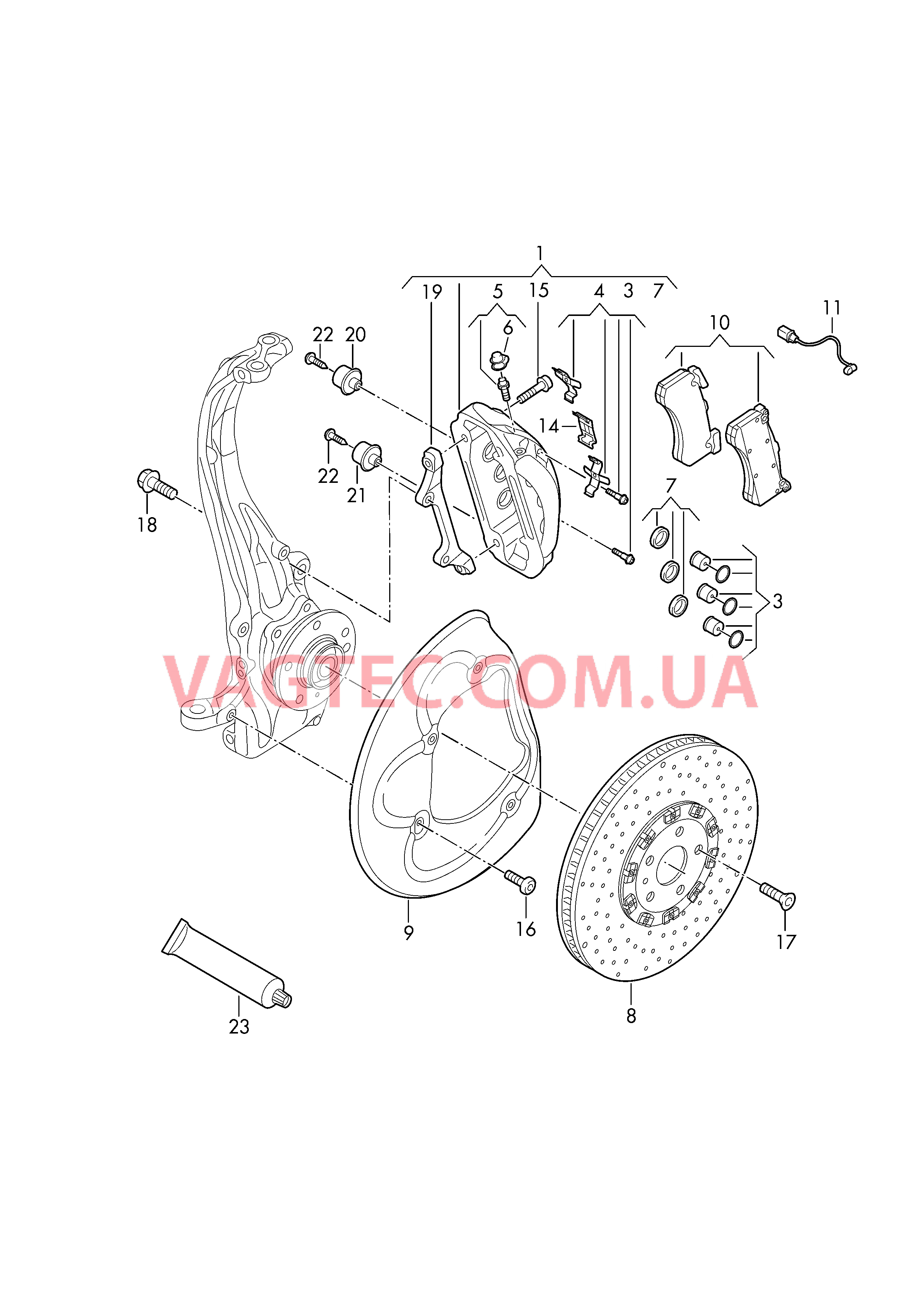 Неподвижный суппорт Керамический тормозной диск (вентилируемый)  для AUDI RS7 2015