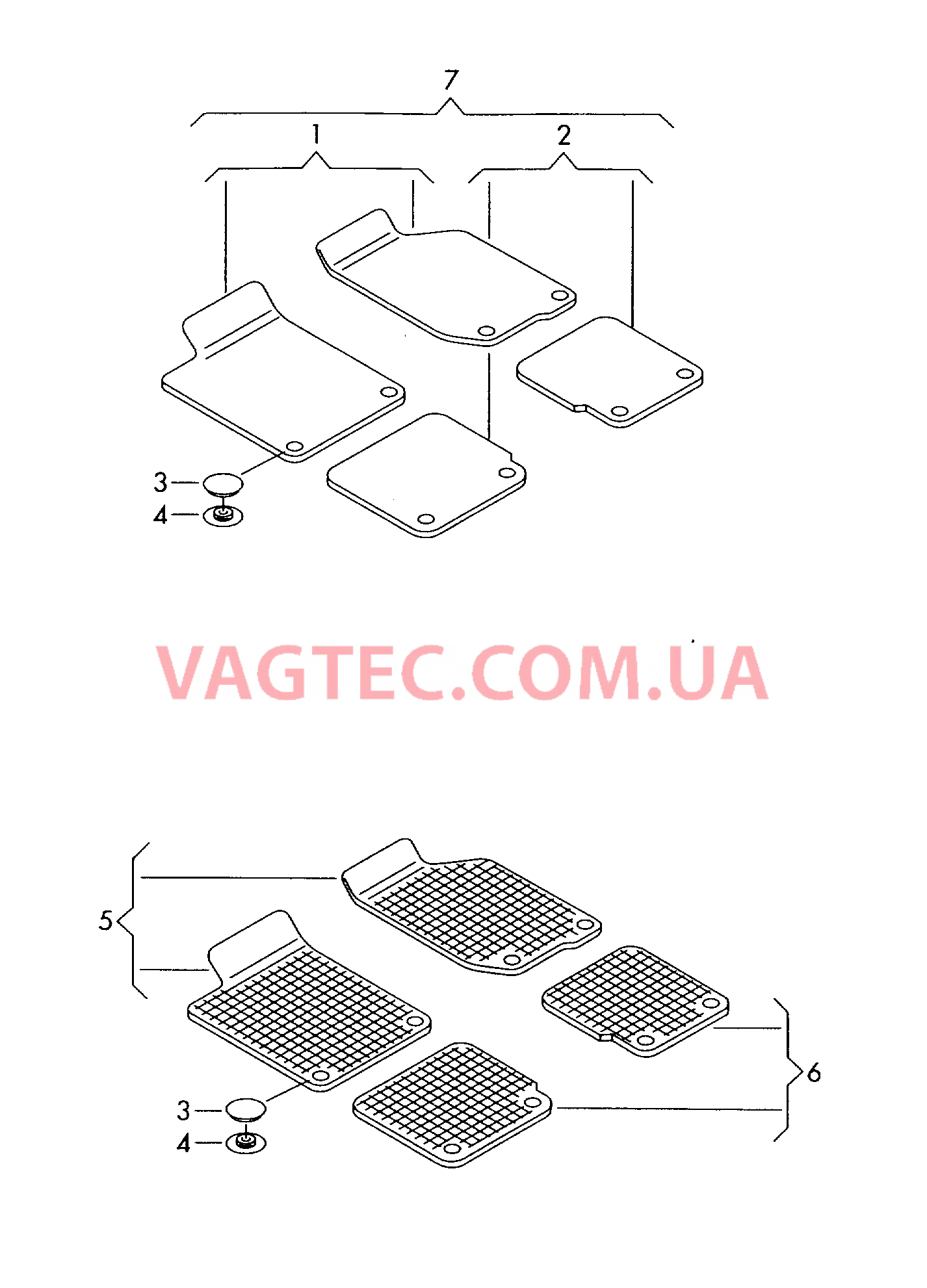 Оригинальные аксессуары 1 к-т ковриков (текстильн.м-л) 1 к-т ковриков (резиновые)   для VOLKSWAGEN Beetle 2019