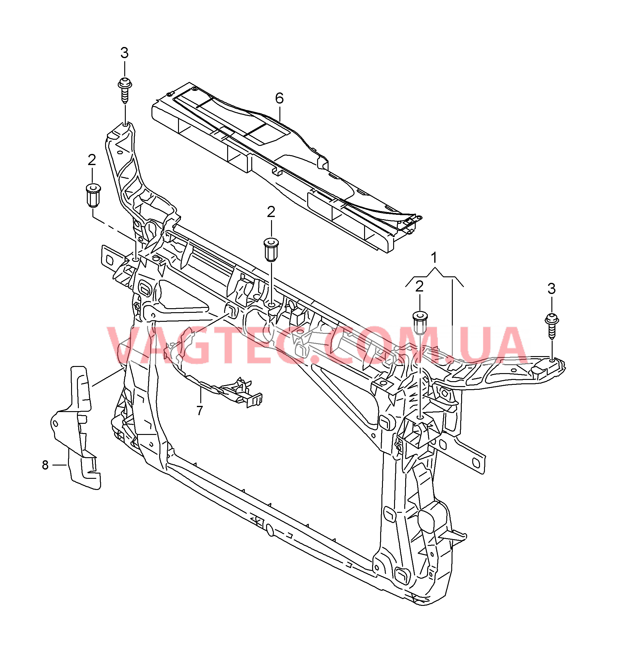 Передняя несущая панель с креплением для радиатора ОЖ  для AUDI A3 2018