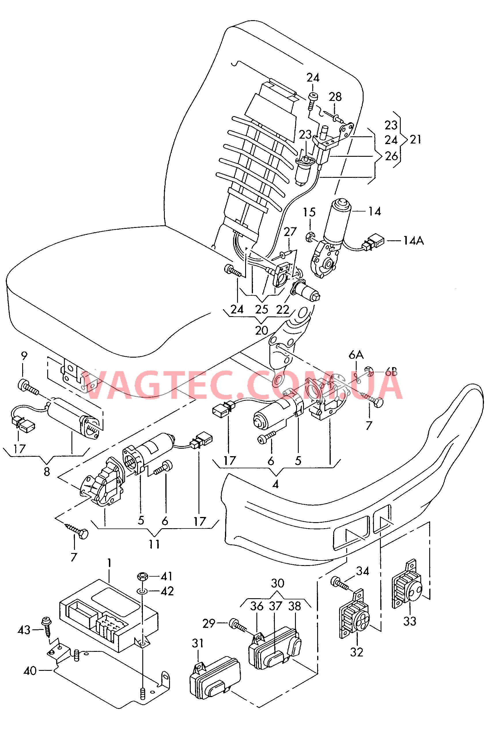 Электрические компоненты регулировки сиденья и спинки  для AUDI A3 2002