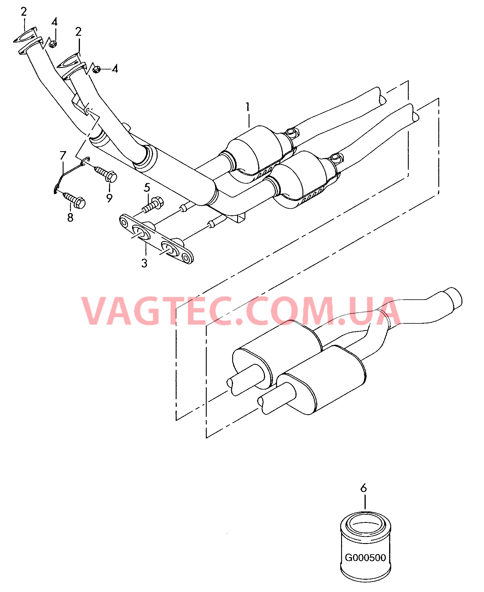 Труба выпуска ОГ с нейтрализат Передний глушитель  для AUDI A3 2010