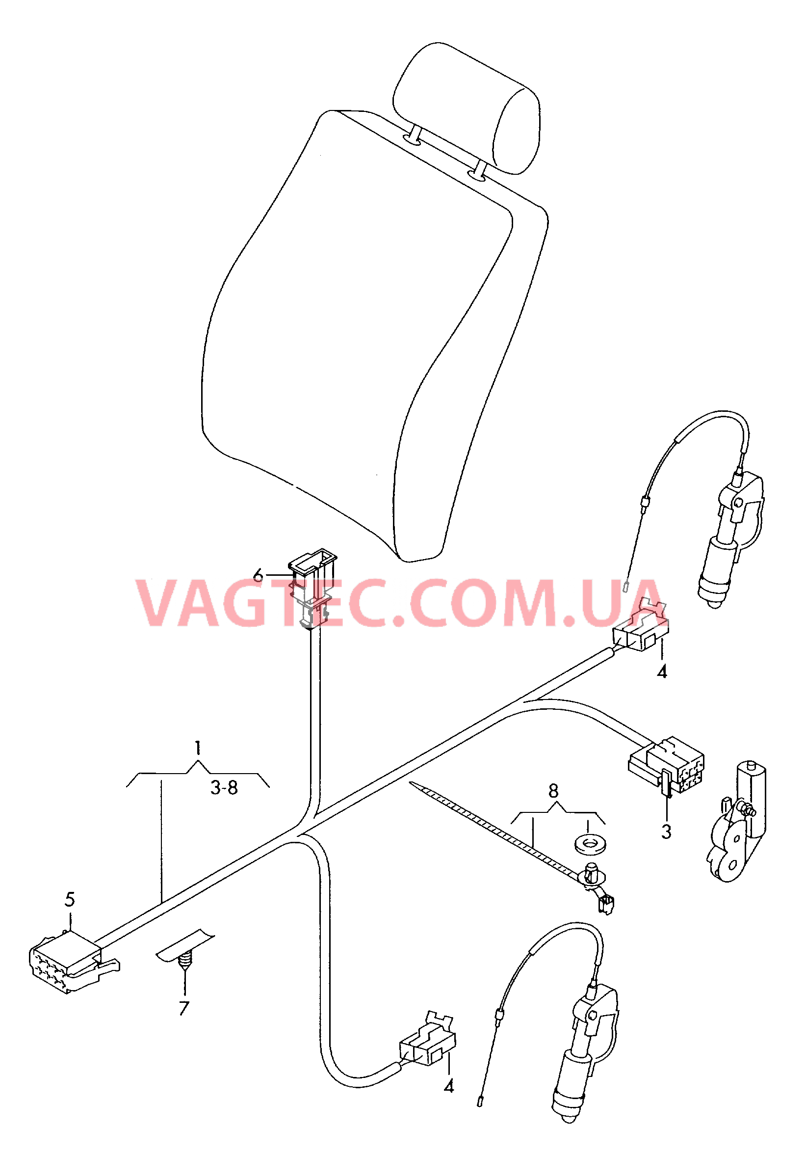 Жгут проводов для регулировки спинки и поясничного подпора  для а/м с электрической регулировкой сидений  для AUDI A3 2010