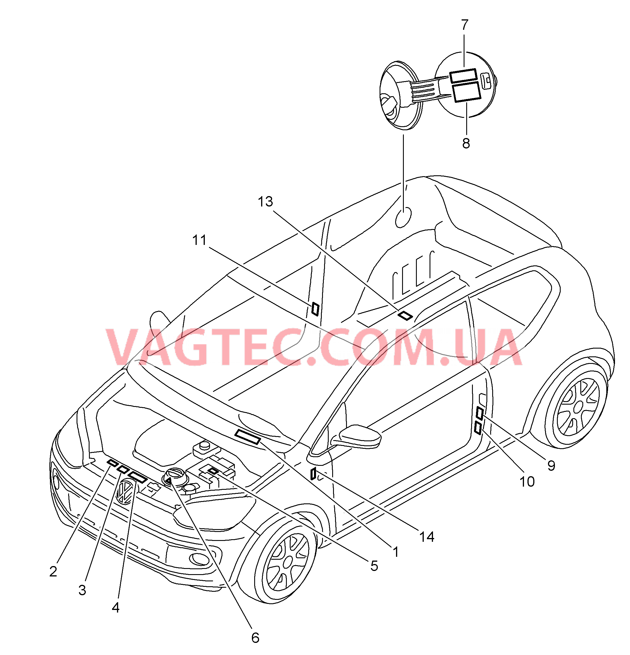 Таблички  для VOLKSWAGEN UP 2015