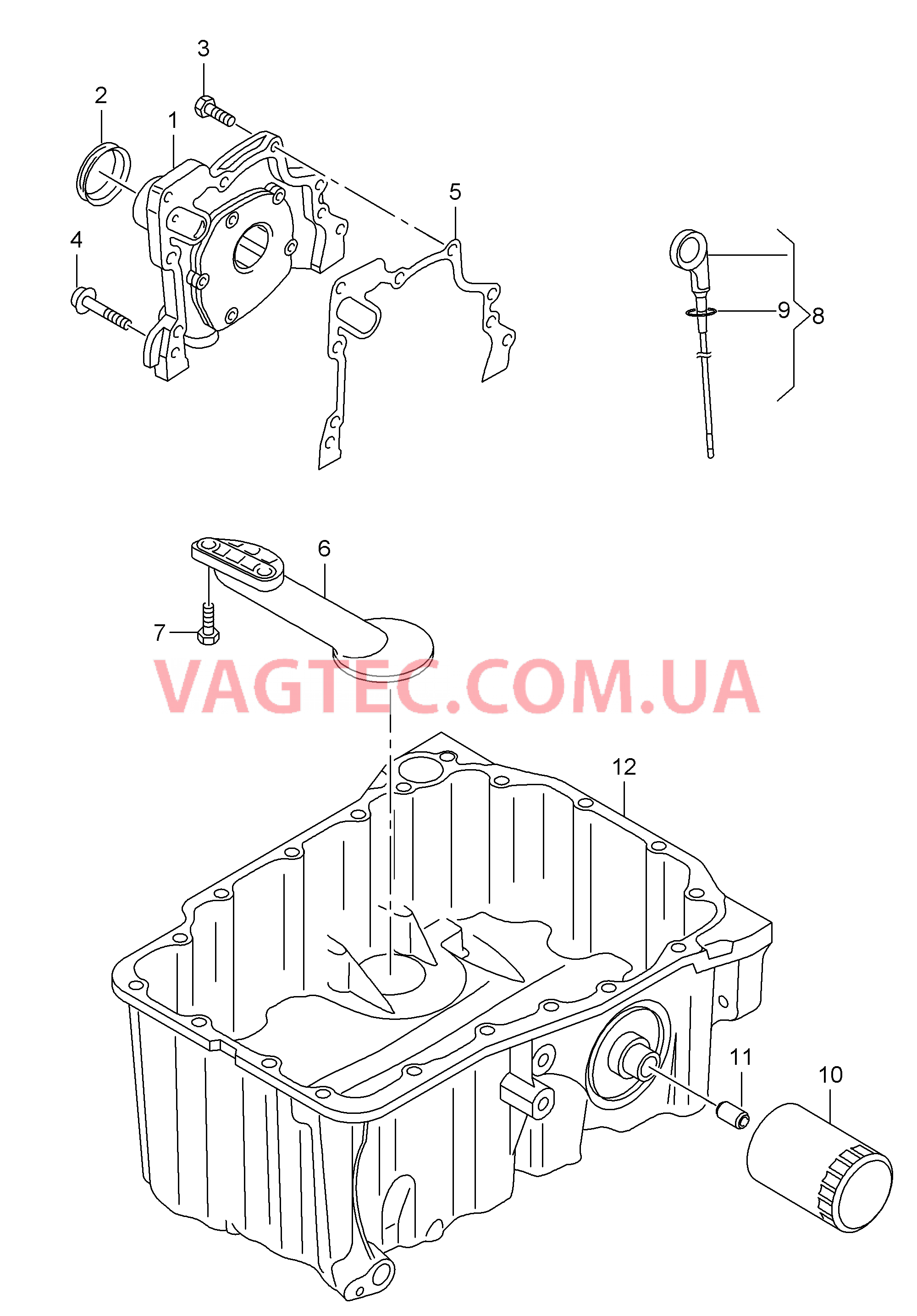 Насос, масляный Фильтр, масляный Маслоизмерительный щуп  для VOLKSWAGEN UP 2012
