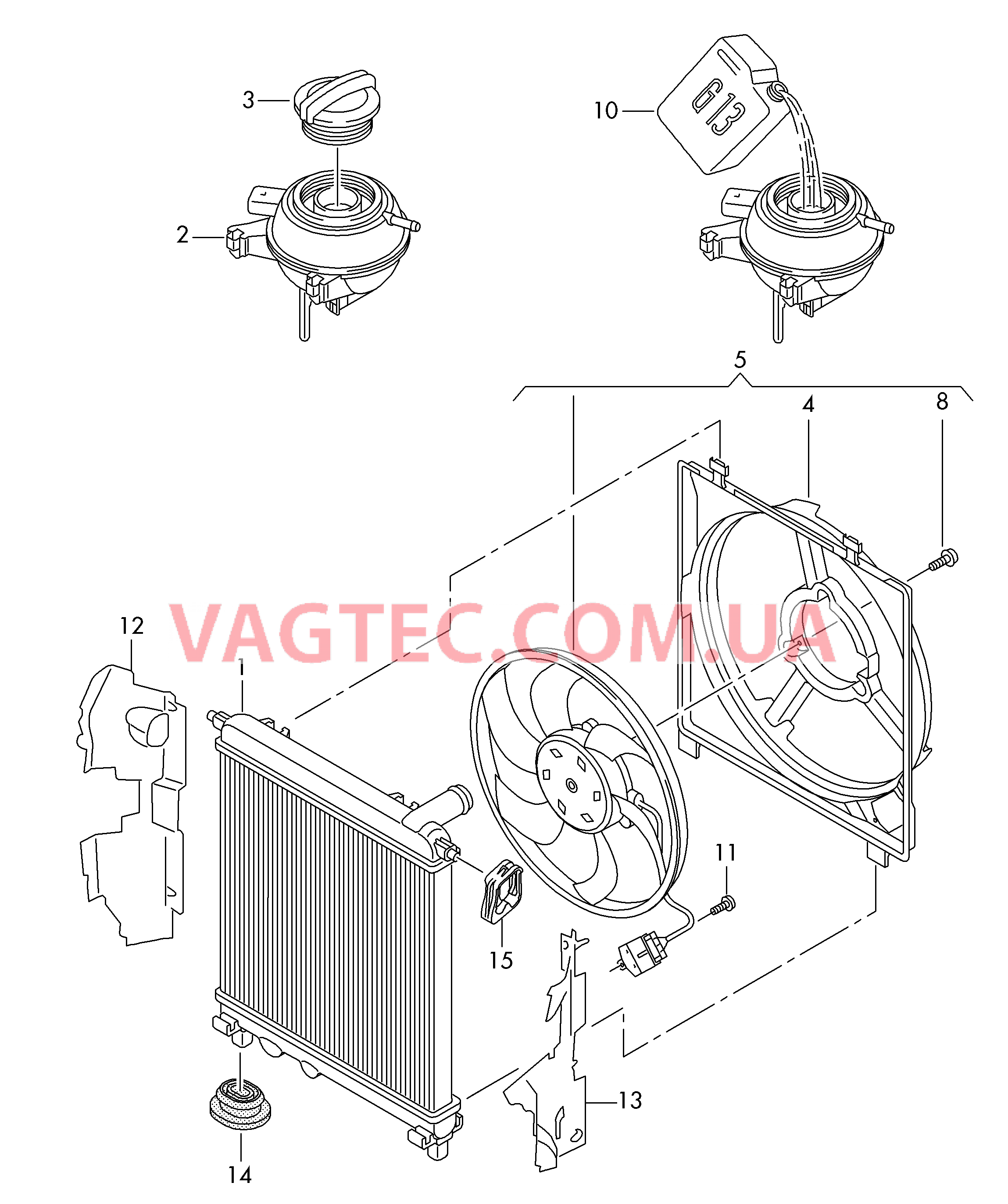 Расширительный бачок Радиатор охлаждающей жидкости Рамка вентилятора  для VOLKSWAGEN UP 2014