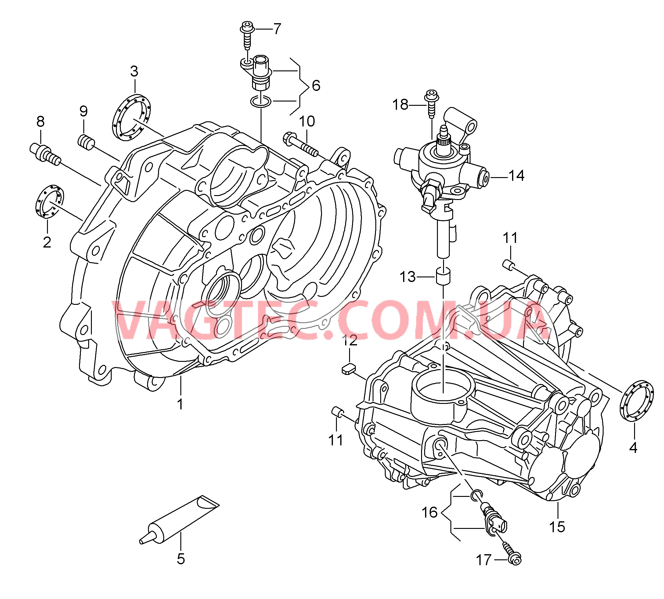 Картер коробки передач для 5-ступ. механической КП  для VOLKSWAGEN UP 2016