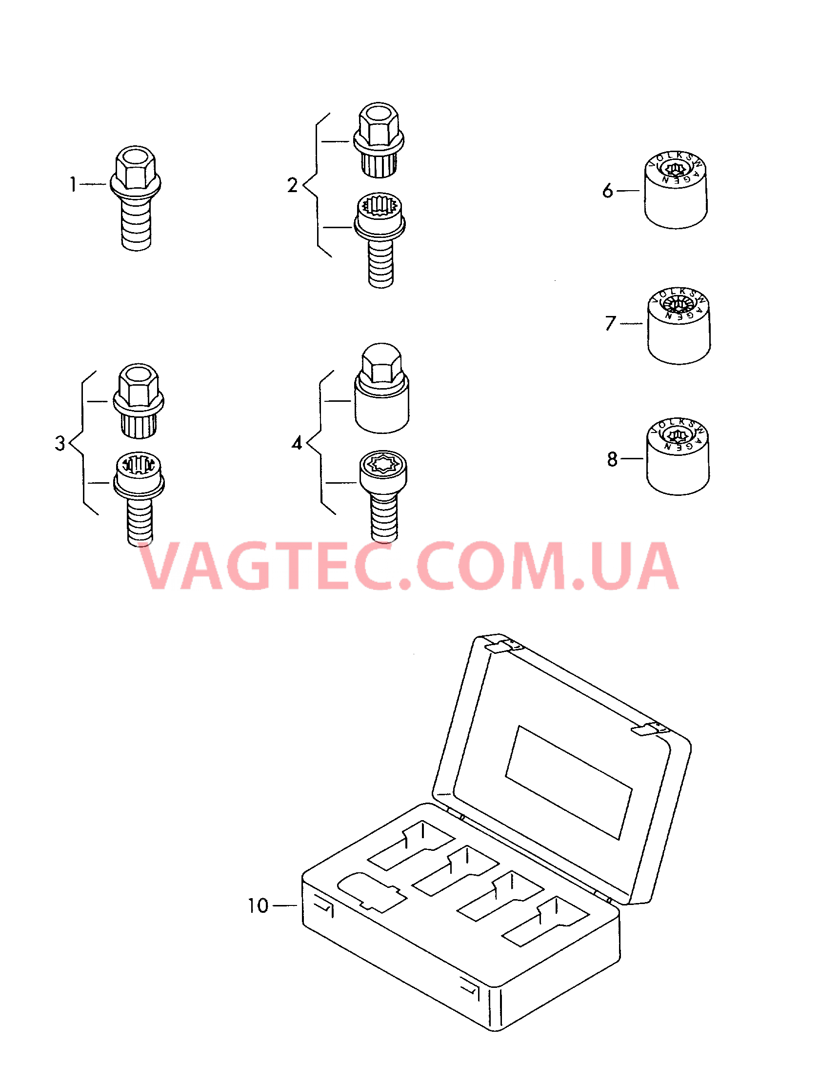 Колёсный болт Колёсный болт, секретка, с переходником  для SEAT Exeo 2012