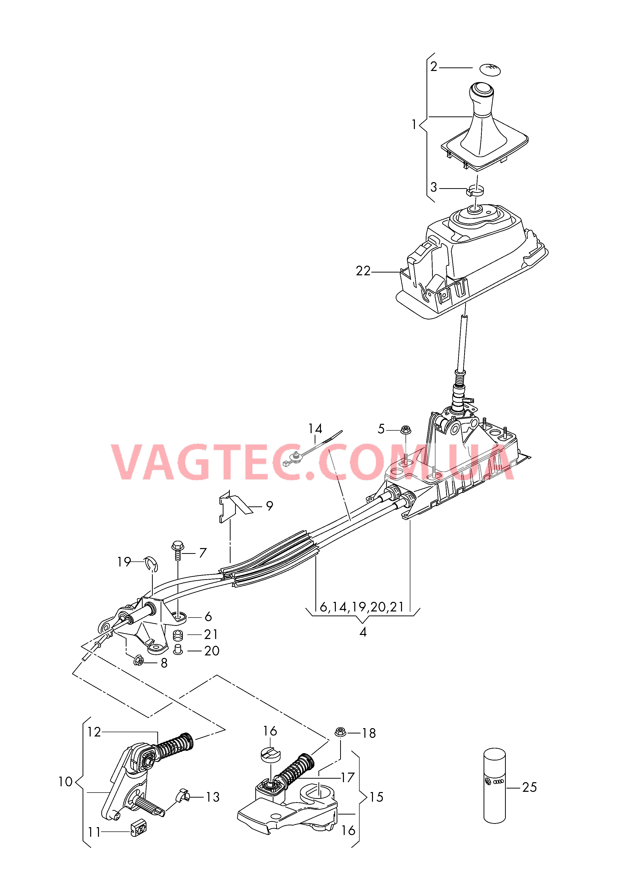 Механизм переключения 5и 6-ступенчатая КП  для VOLKSWAGEN Jetta 2016b