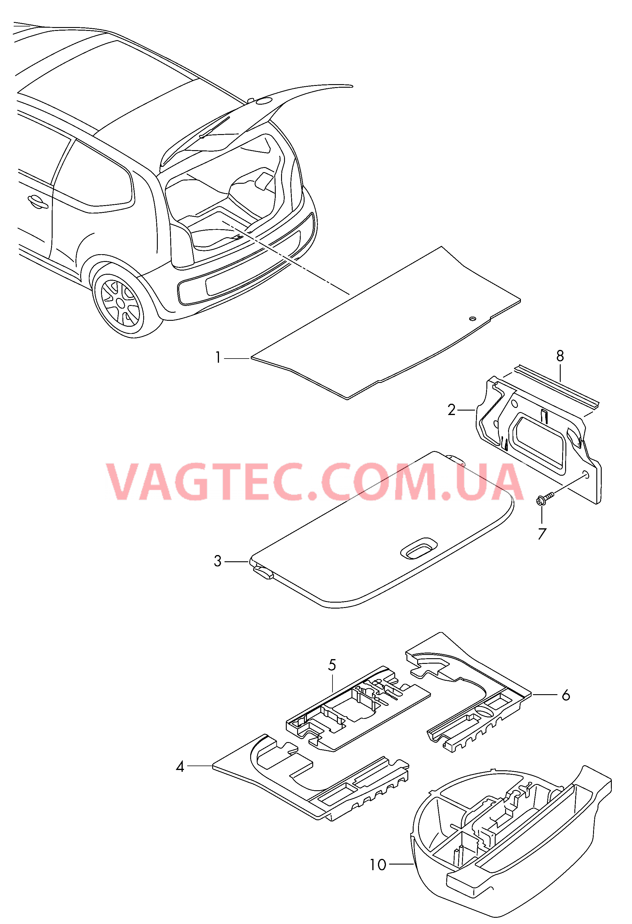 Коврик багажника Накладка для кронштейна замка  для SEAT MI 2017