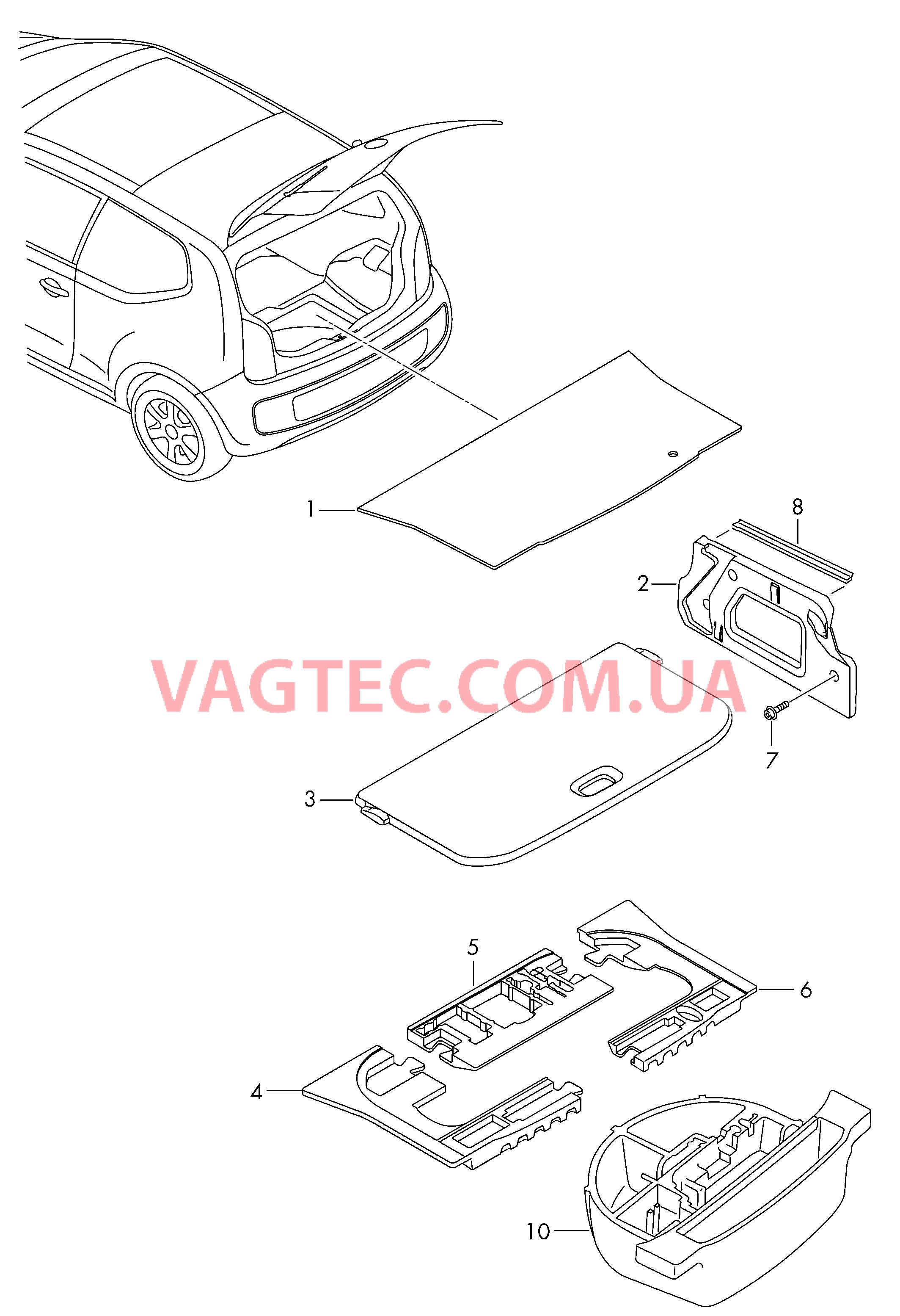 Коврик багажника Накладка для кронштейна замка  для VOLKSWAGEN UP 2019-1