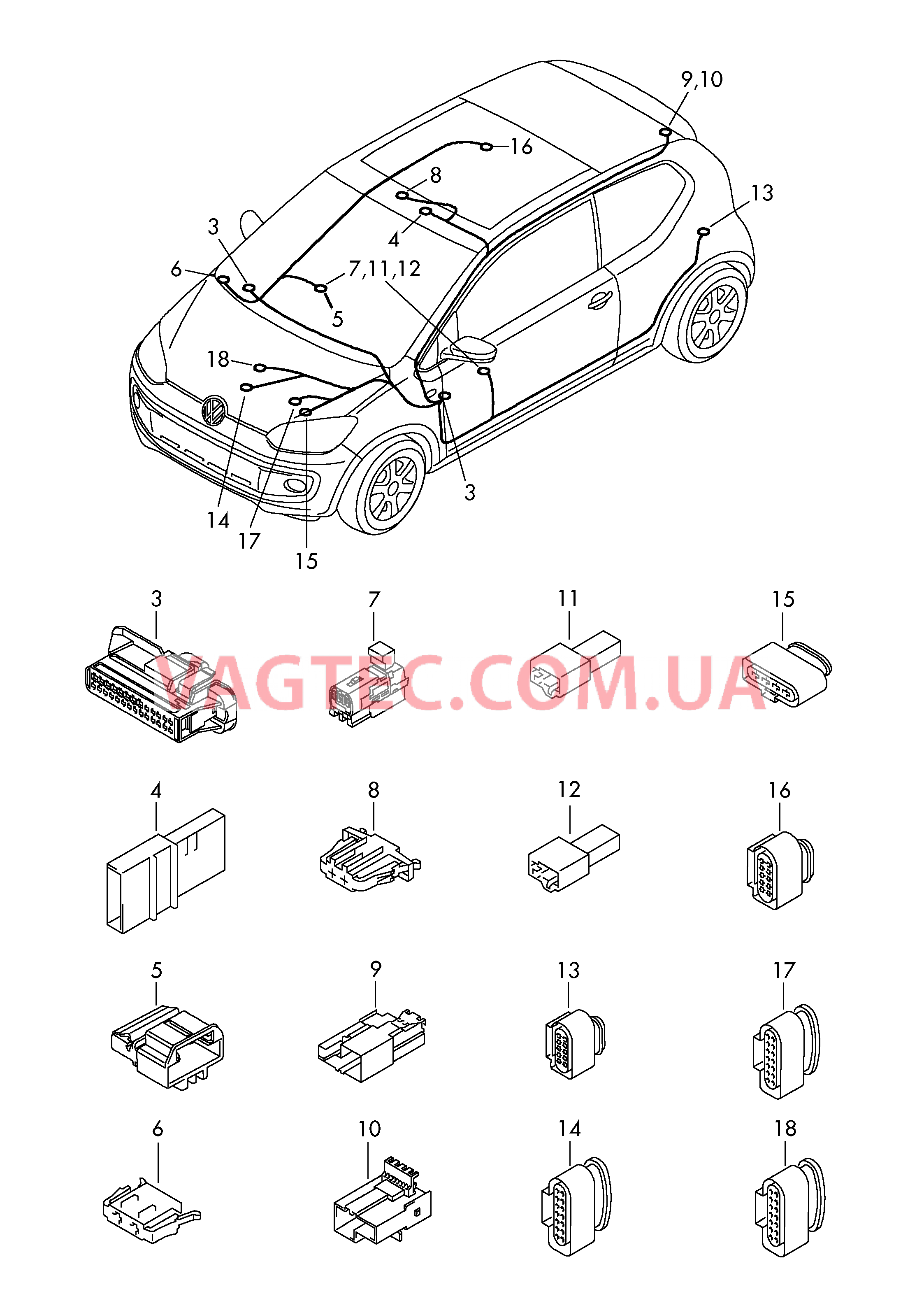 Центральный жгут Точка подключ.-корпус разъема  для SEAT MI 2012