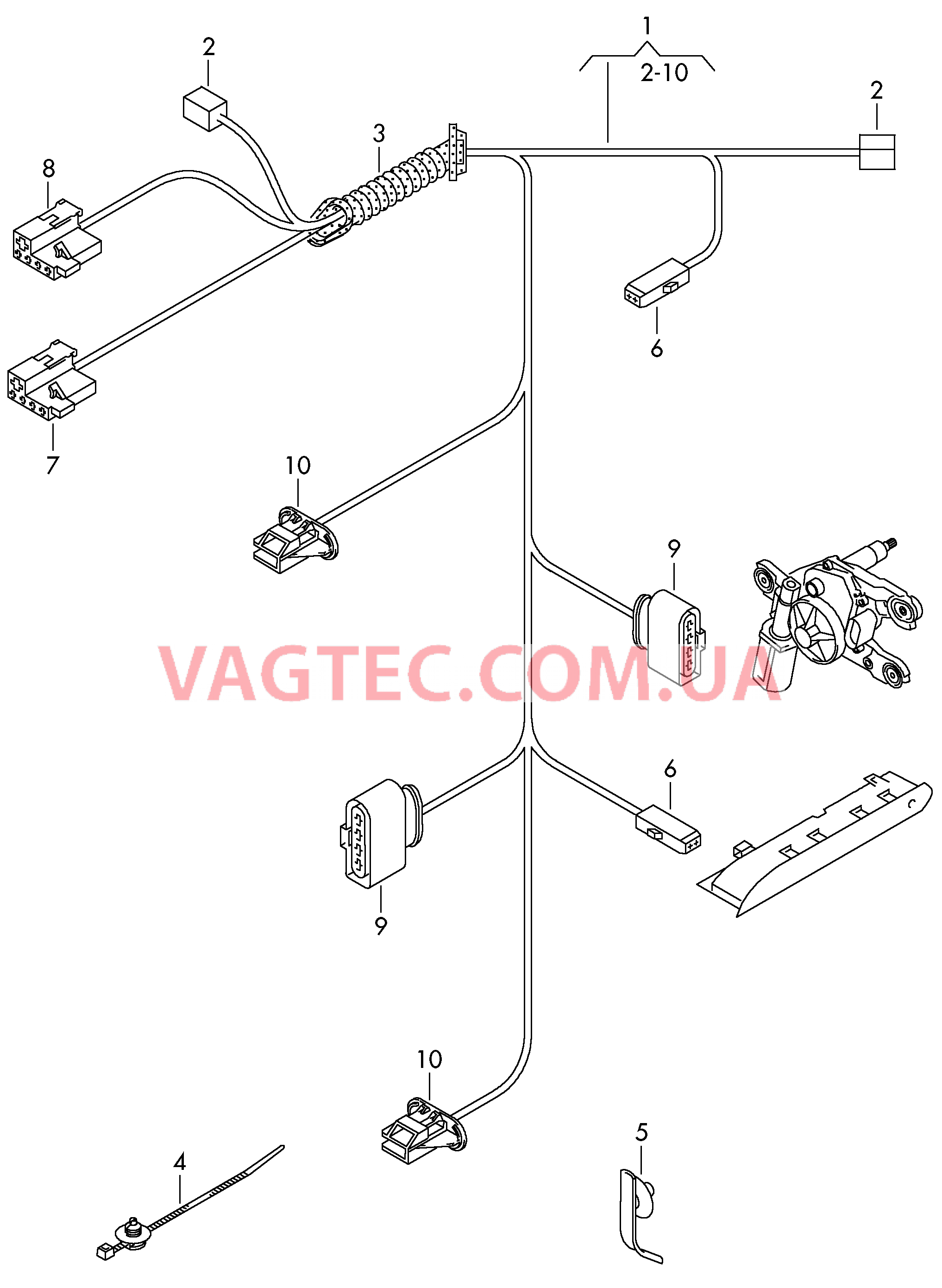 Жгут проводов двери багажного отсека  для VOLKSWAGEN UP 2012