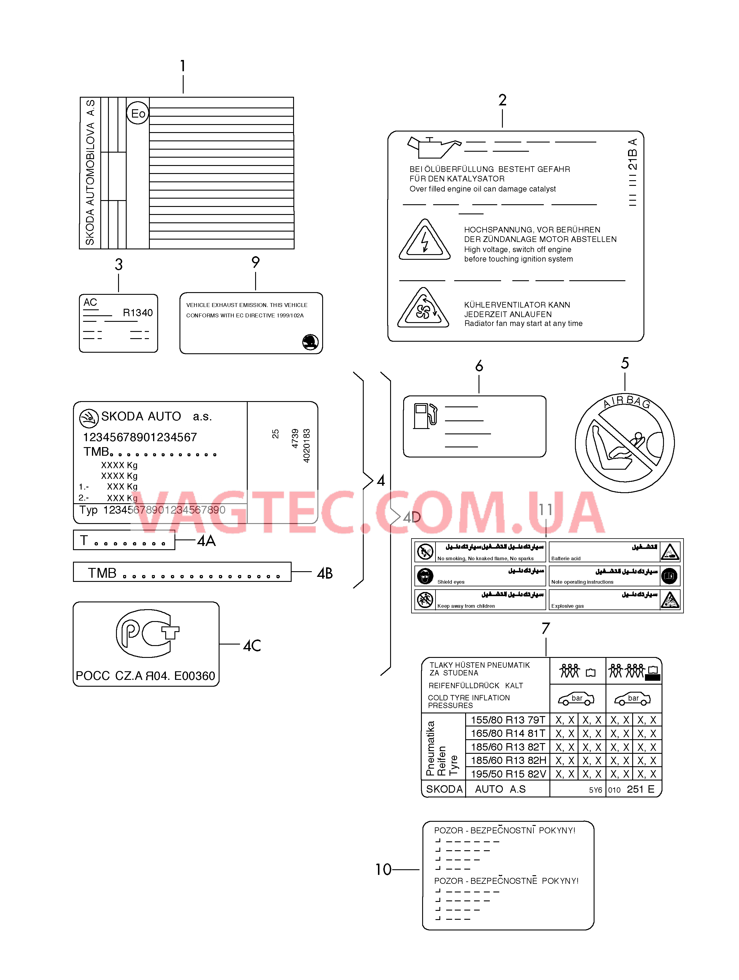 Таблички  для SKODA Fabia 2003