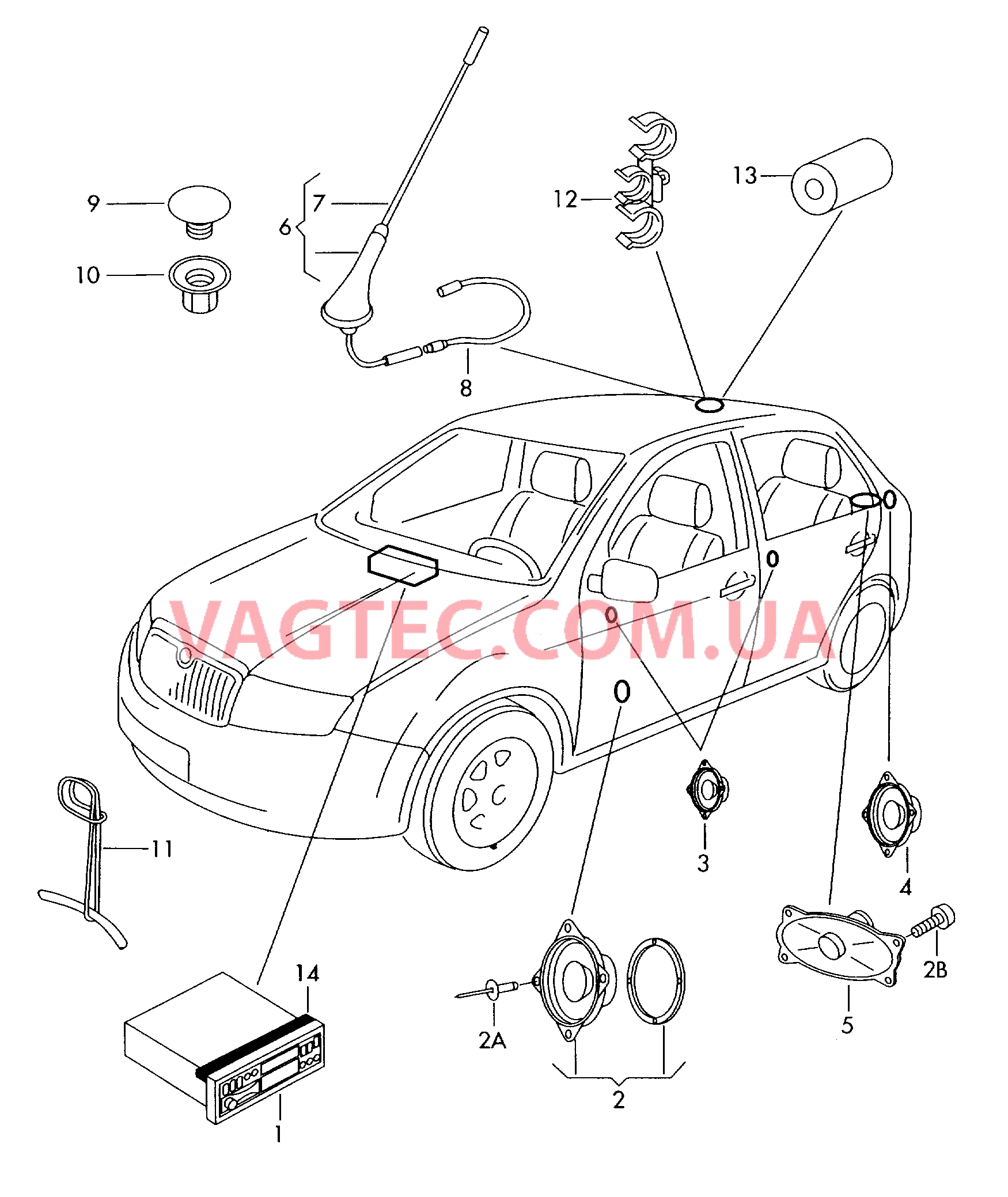 Магнитола Громкоговоритель Антенна, комбиниров. для крыши  для SKODA Fabia 2000