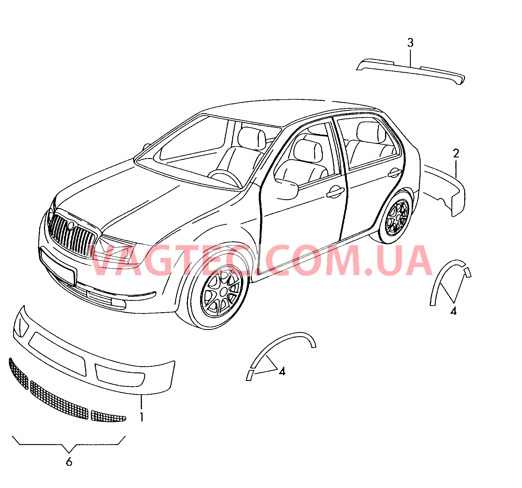 Оригинальные аксессуары Комплекты спортив. шасси  для SKODA Fabia 2000