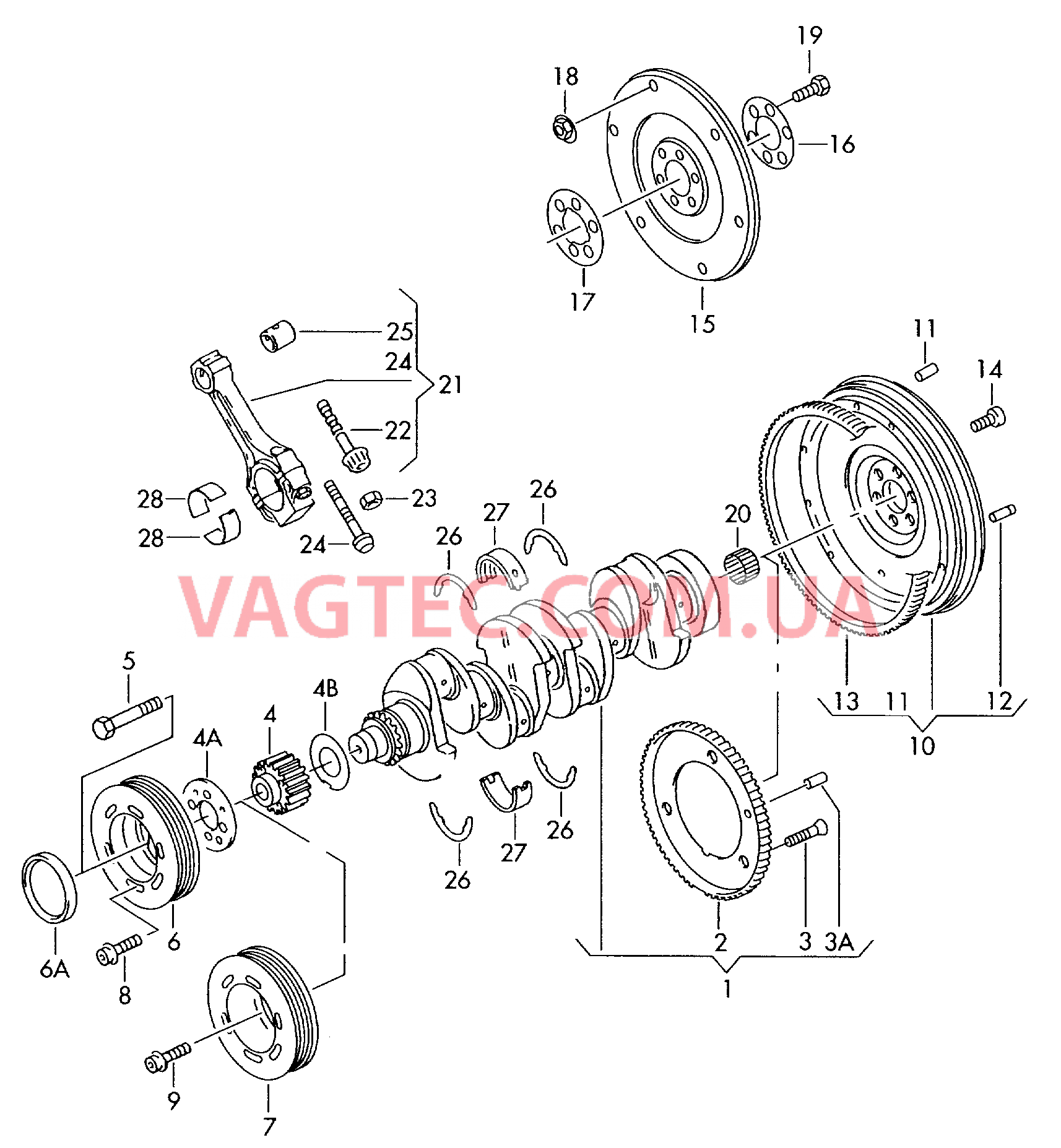 Коленчатый вал Шатун Опора  для VOLKSWAGEN Bora 2003