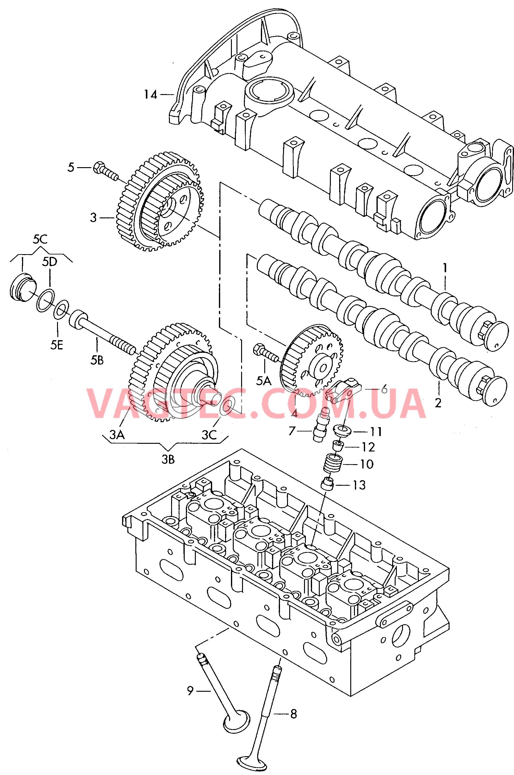 Распределительный вал, клапаны  для AUDI A2 2001