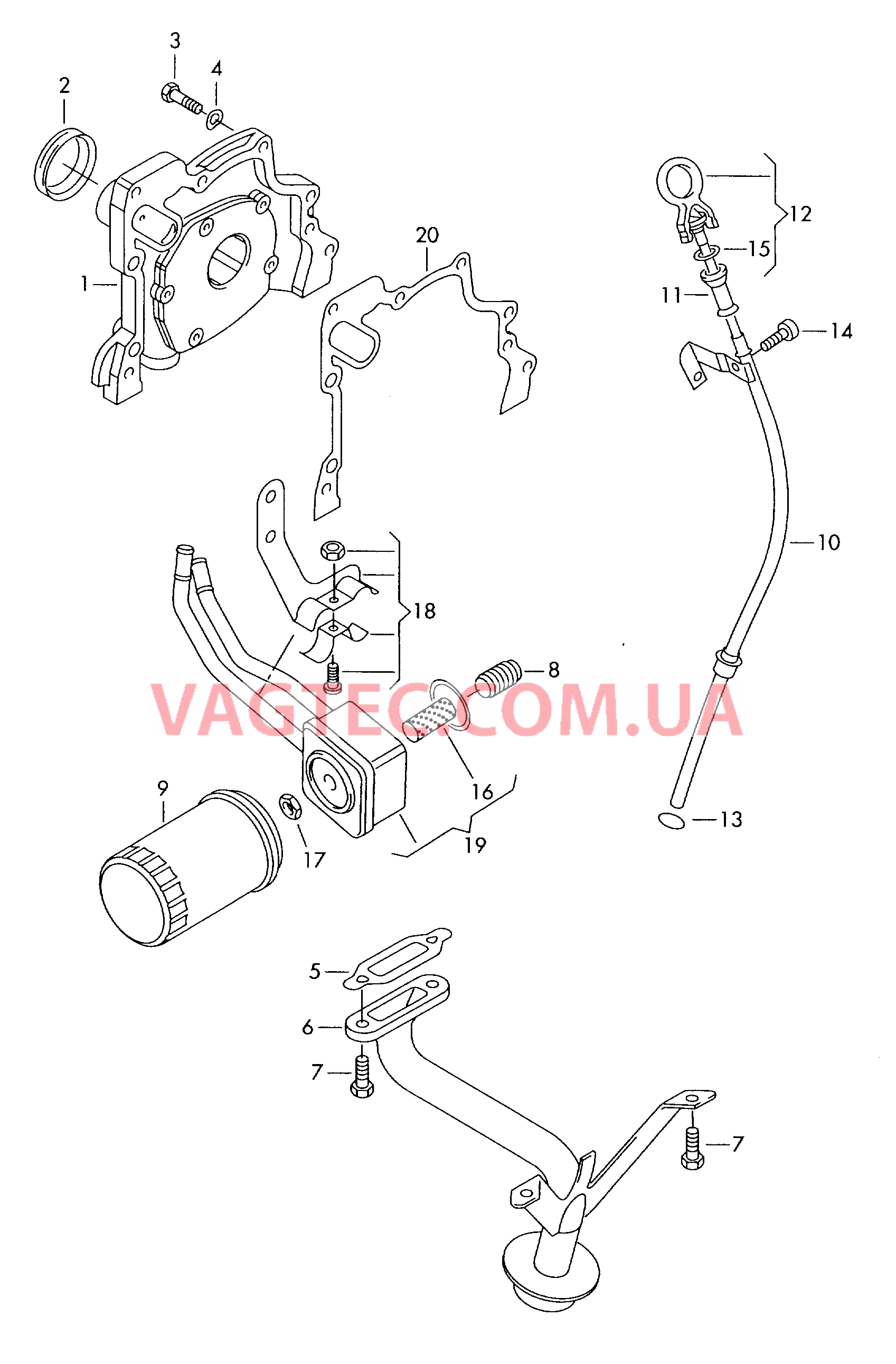 Насос, масляный Фильтр, масляный Маслоизмерительный щуп  для VOLKSWAGEN GOLF 2013