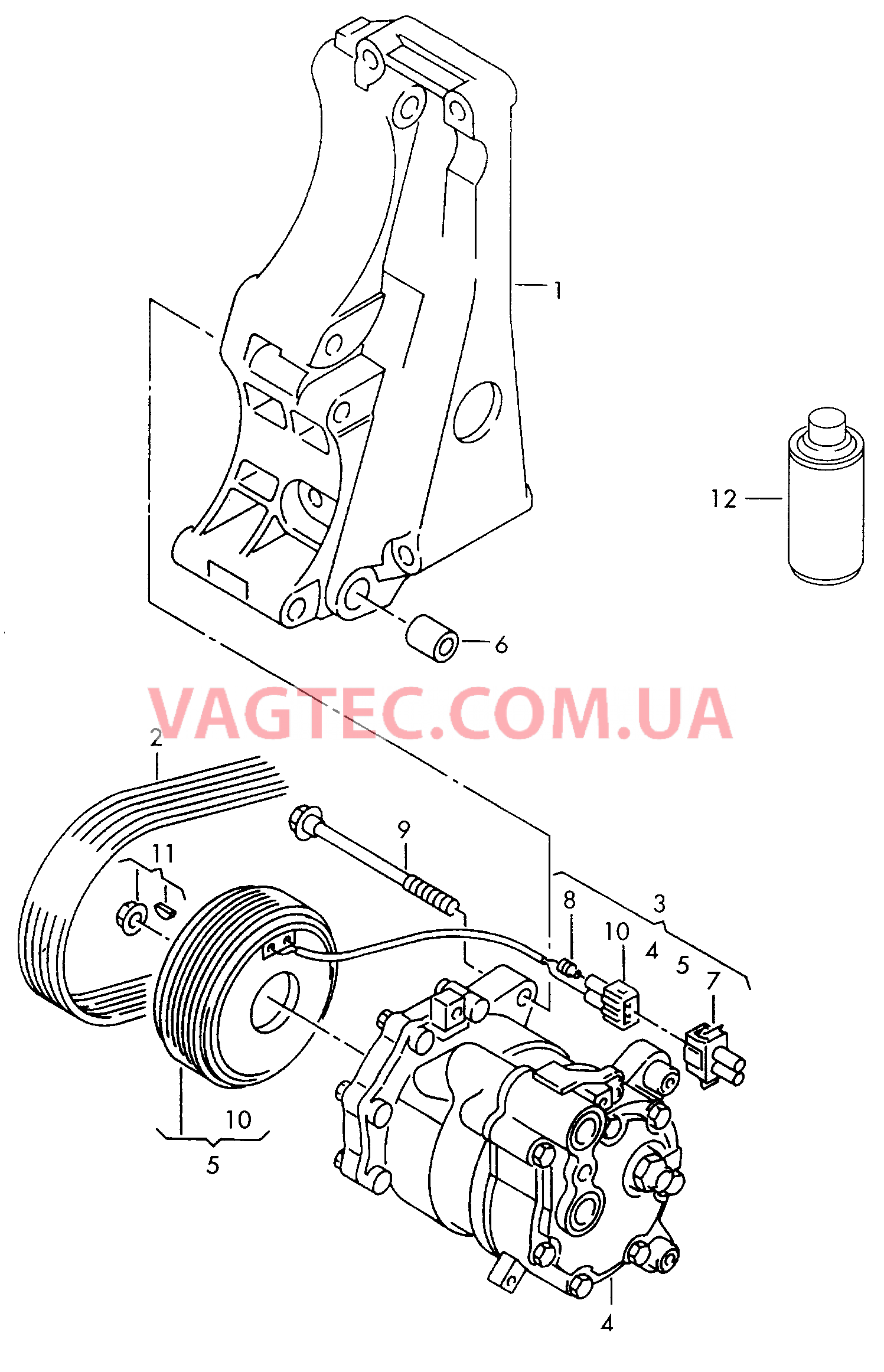 Компрессор климатической уст. Детали соединительные и крепежные для компрессора  для SEAT Arosa 2001