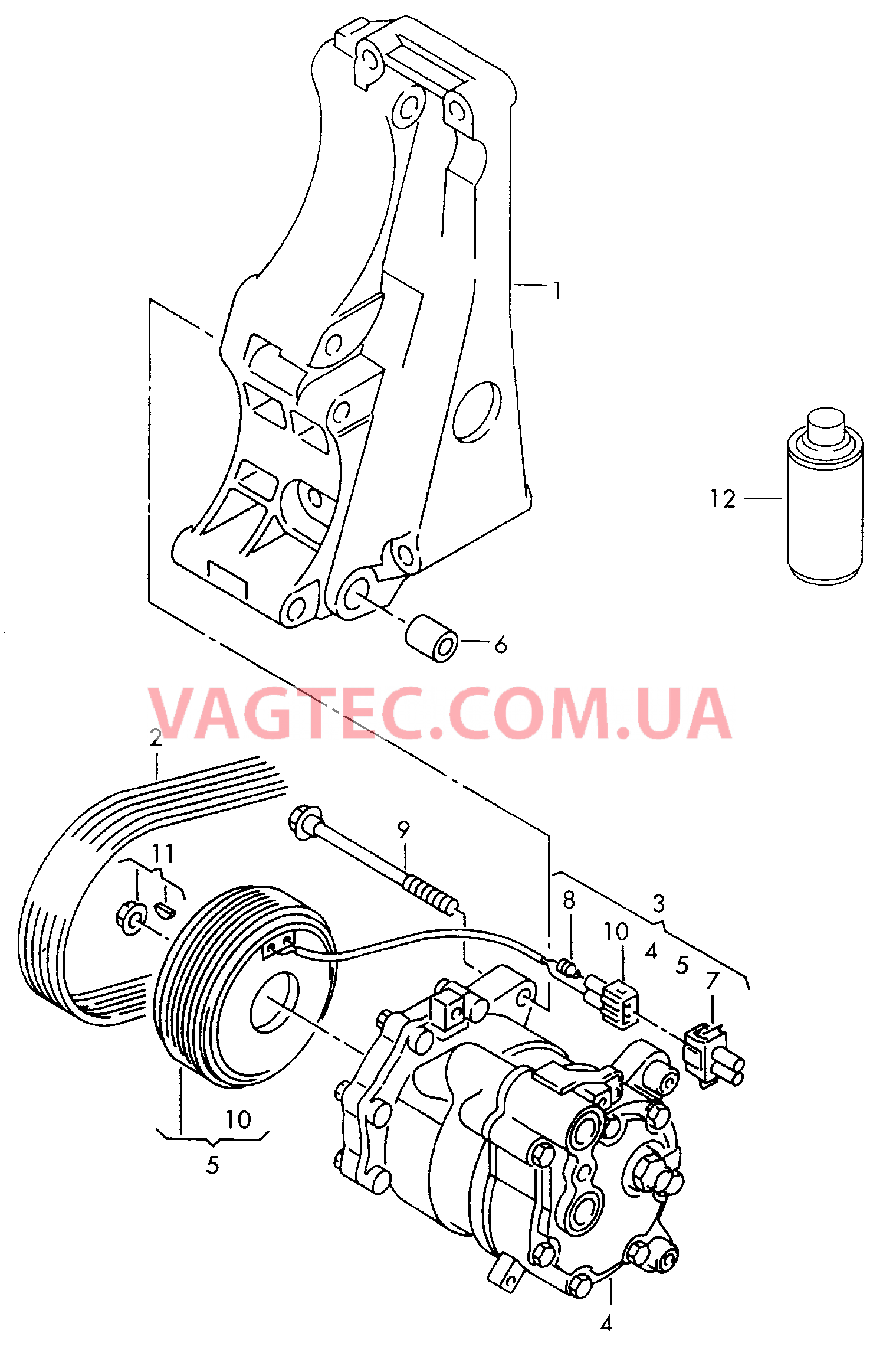 Компрессор климатической уст. Детали соединительные и крепежные для компрессора  для VOLKSWAGEN POCC 2005