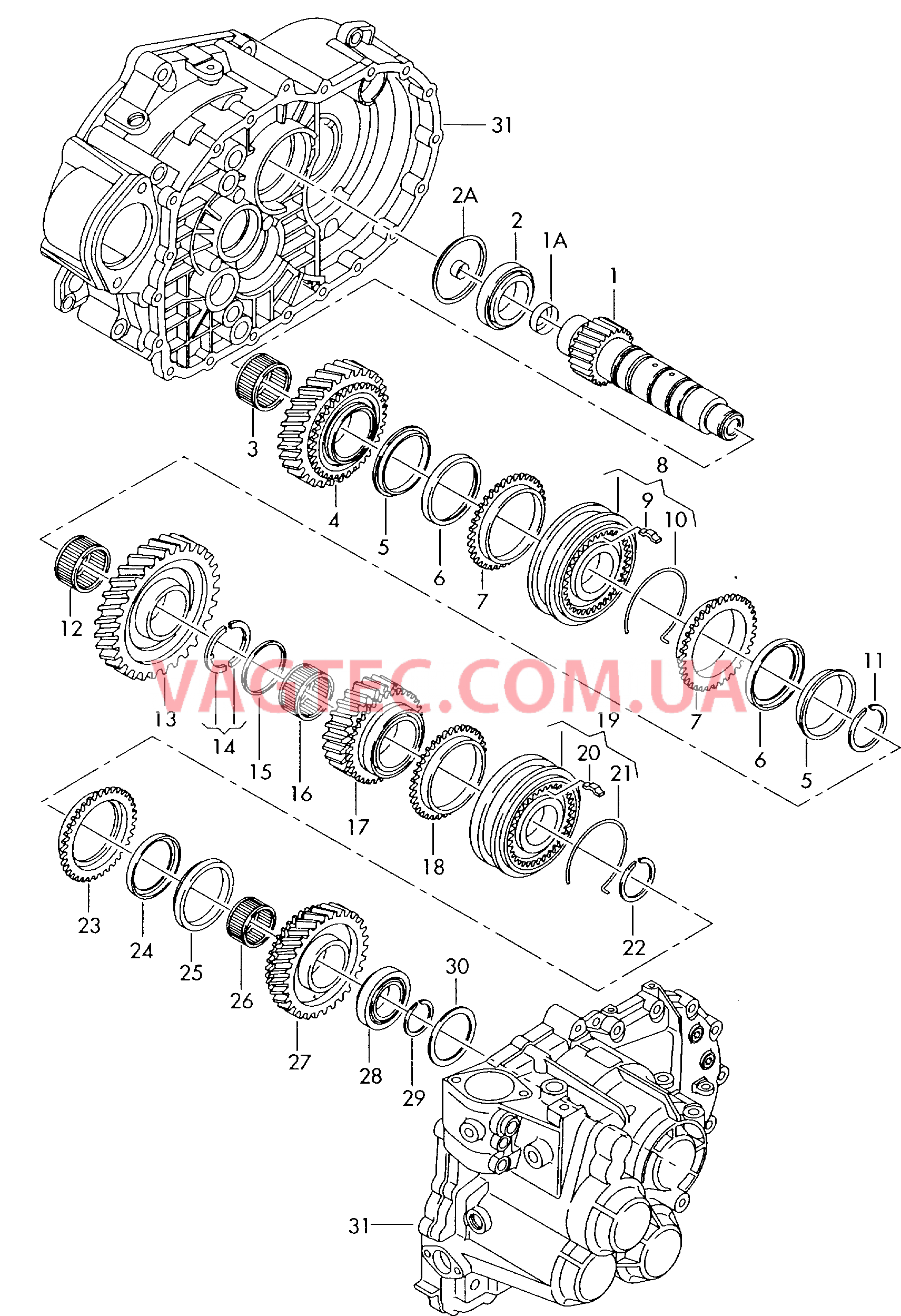 КолEса и валы Ведомый вал 6-ступ. механическая КП  для SEAT Alhambra 2003
