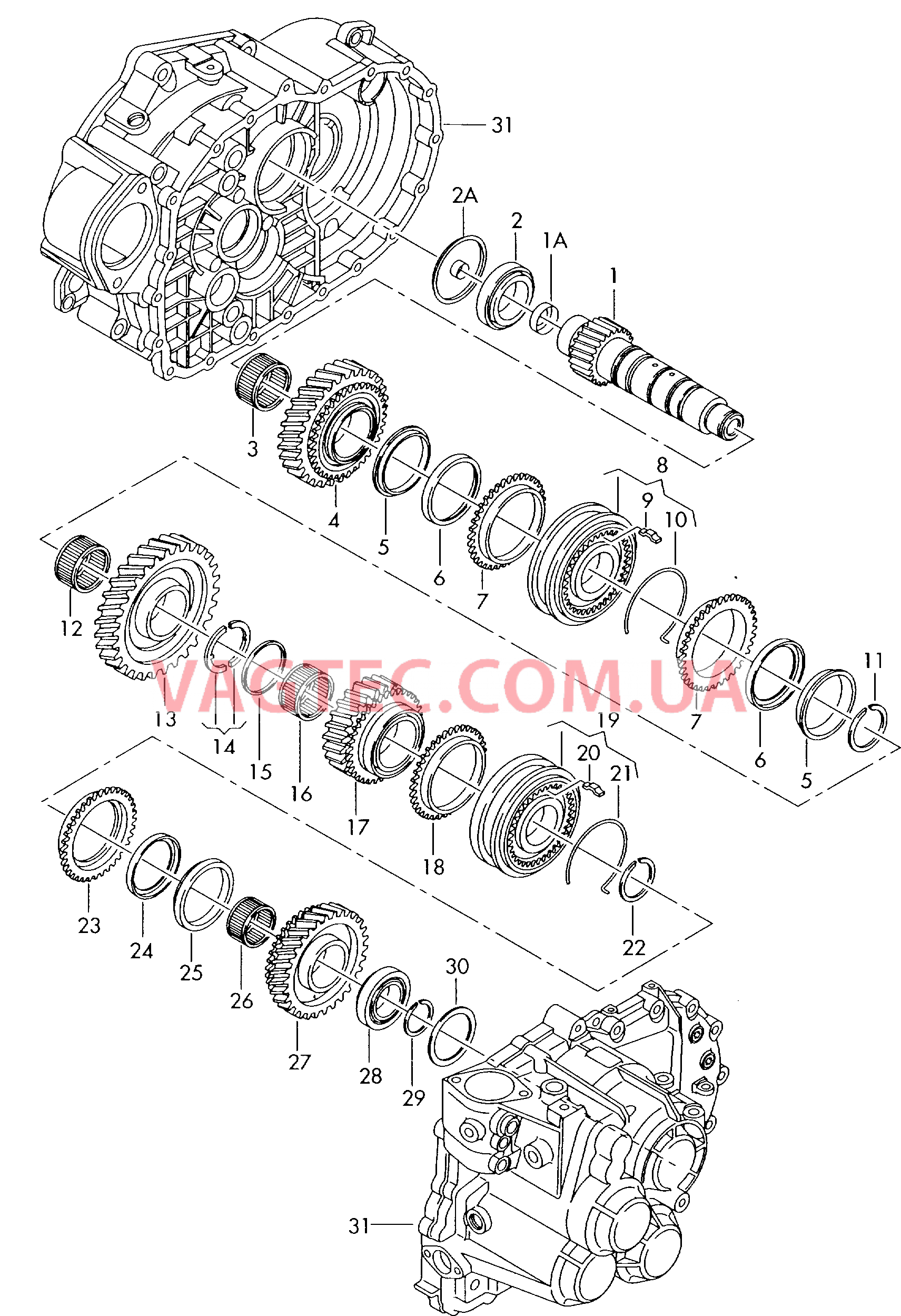 КолEса и валы Ведомый вал 6-ступ. механическая КП  для AUDI A3 2007