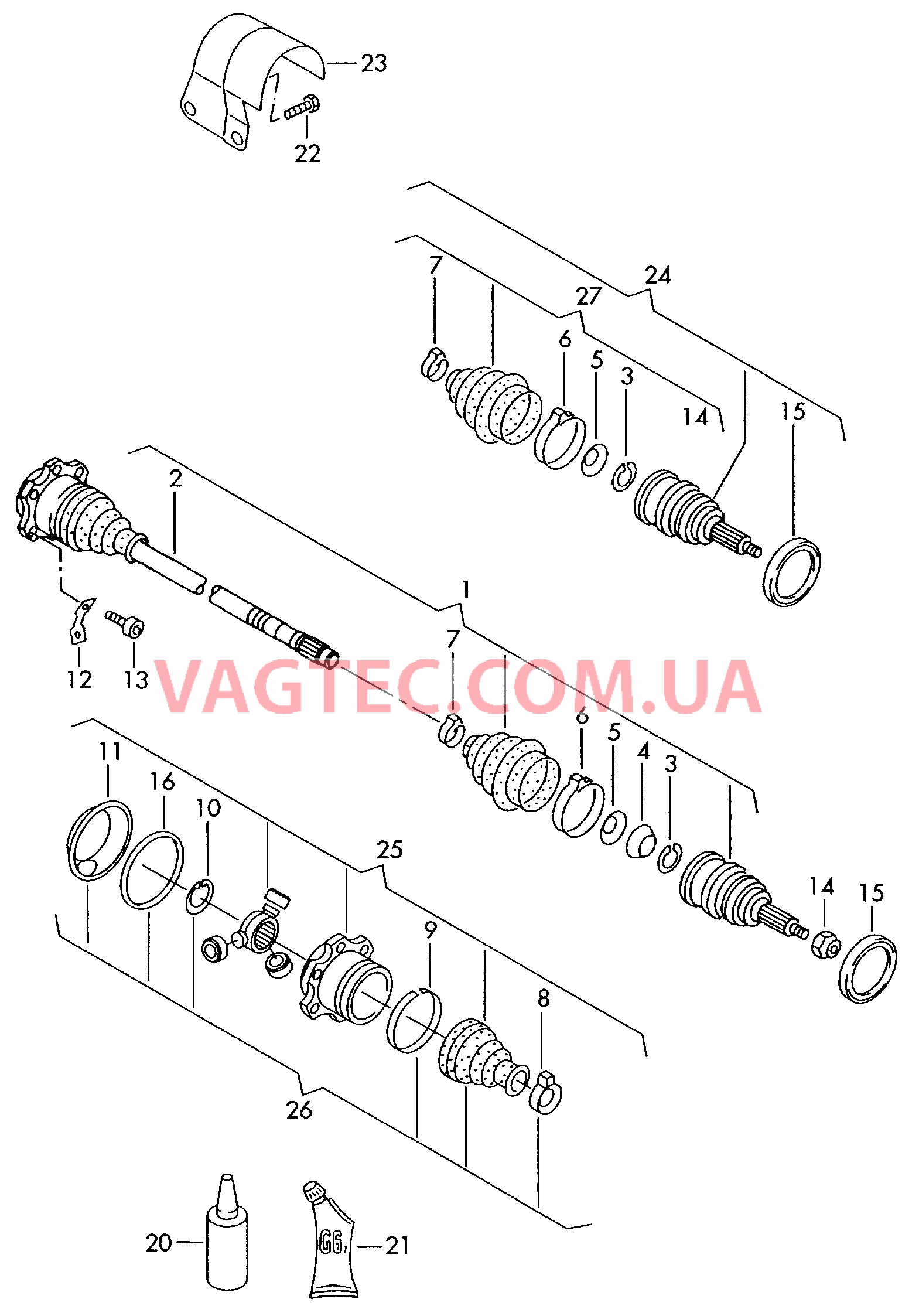 Приводной вал для 5-ступ. механической КП             для а/м с дисками:  для SEAT CO 2004