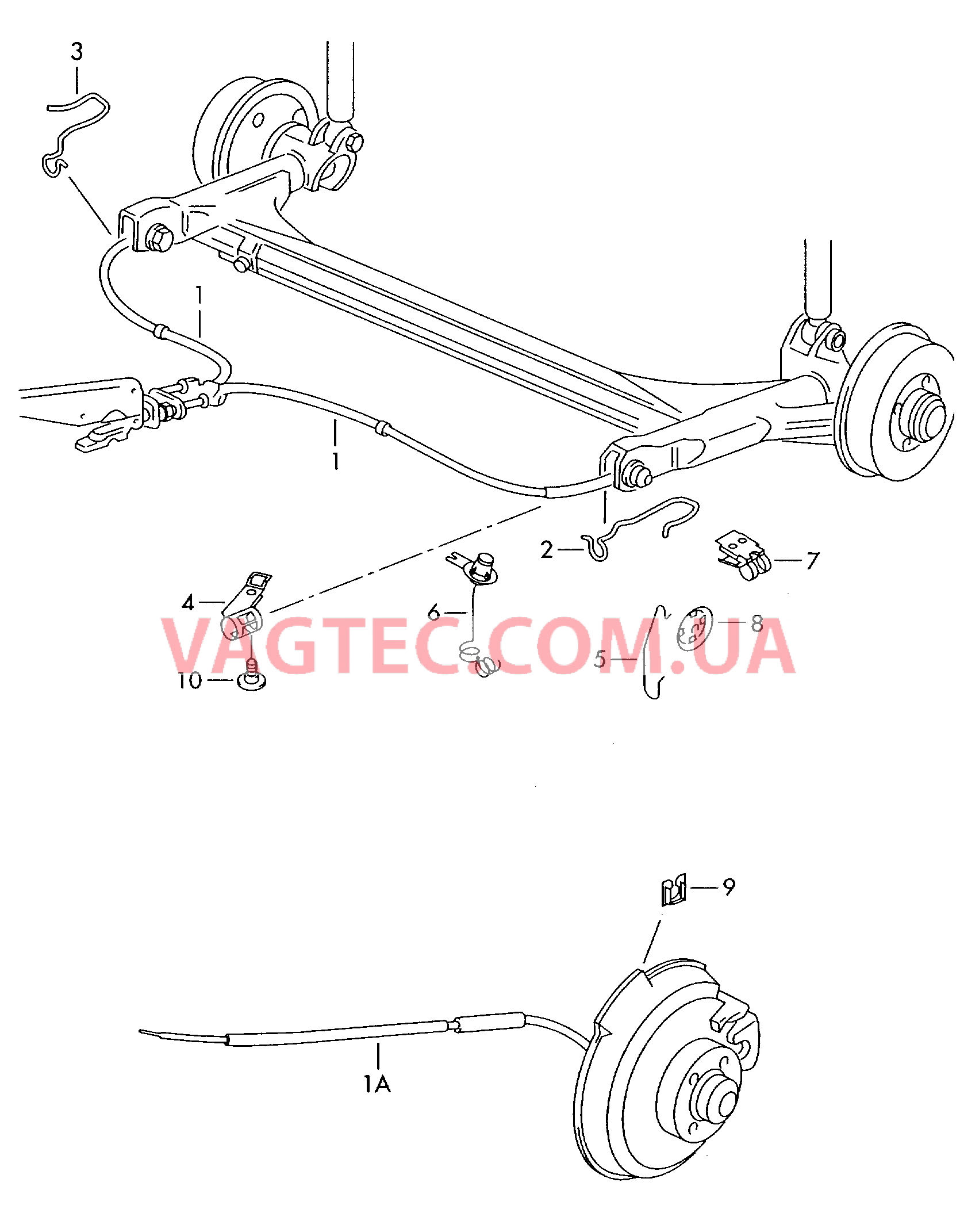 Трос стояночного тормоза  для VOLKSWAGEN Polo 2005-1