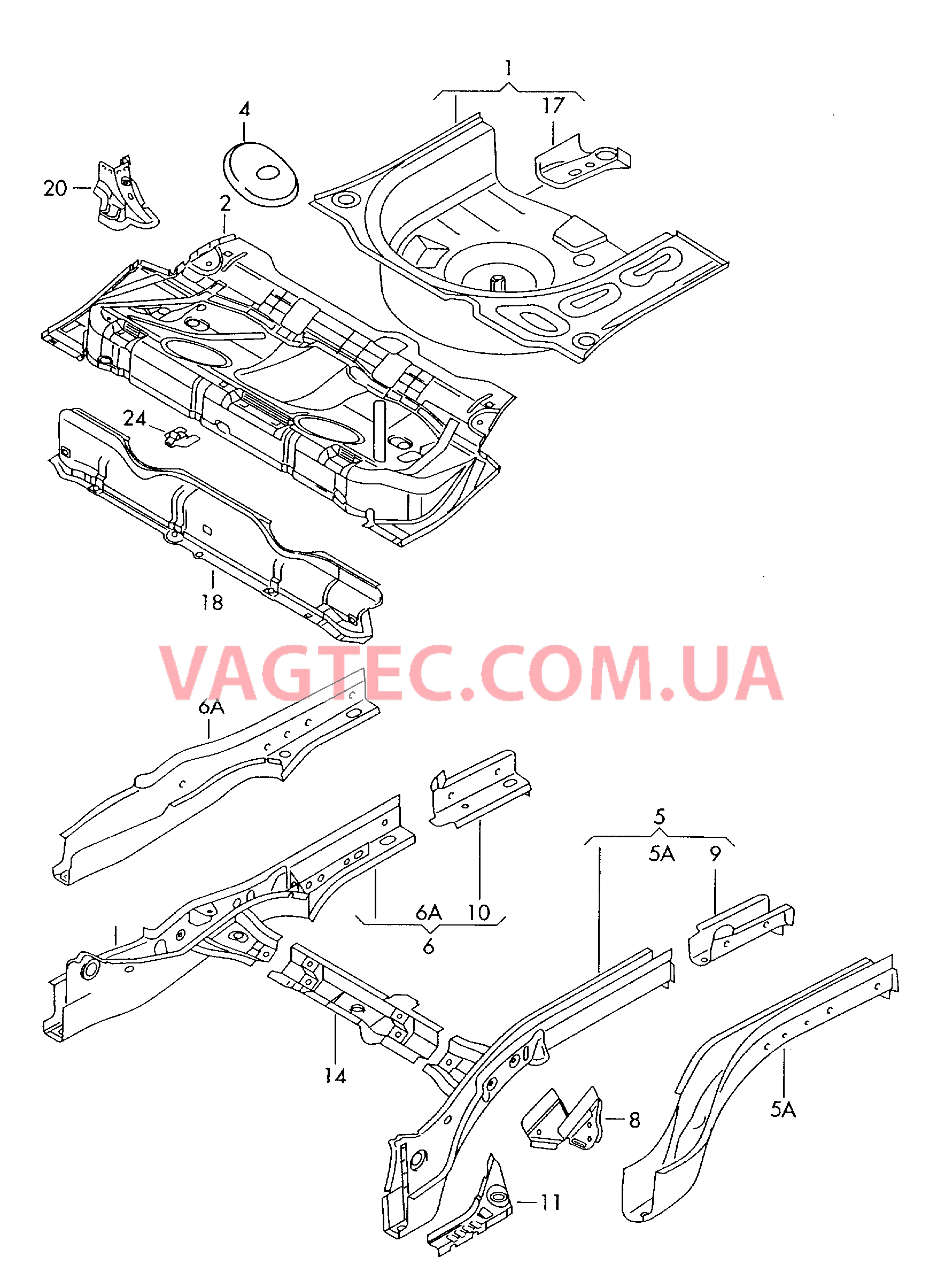 Пол багажника Лонжерон  для SKODA Fabia 2007-1