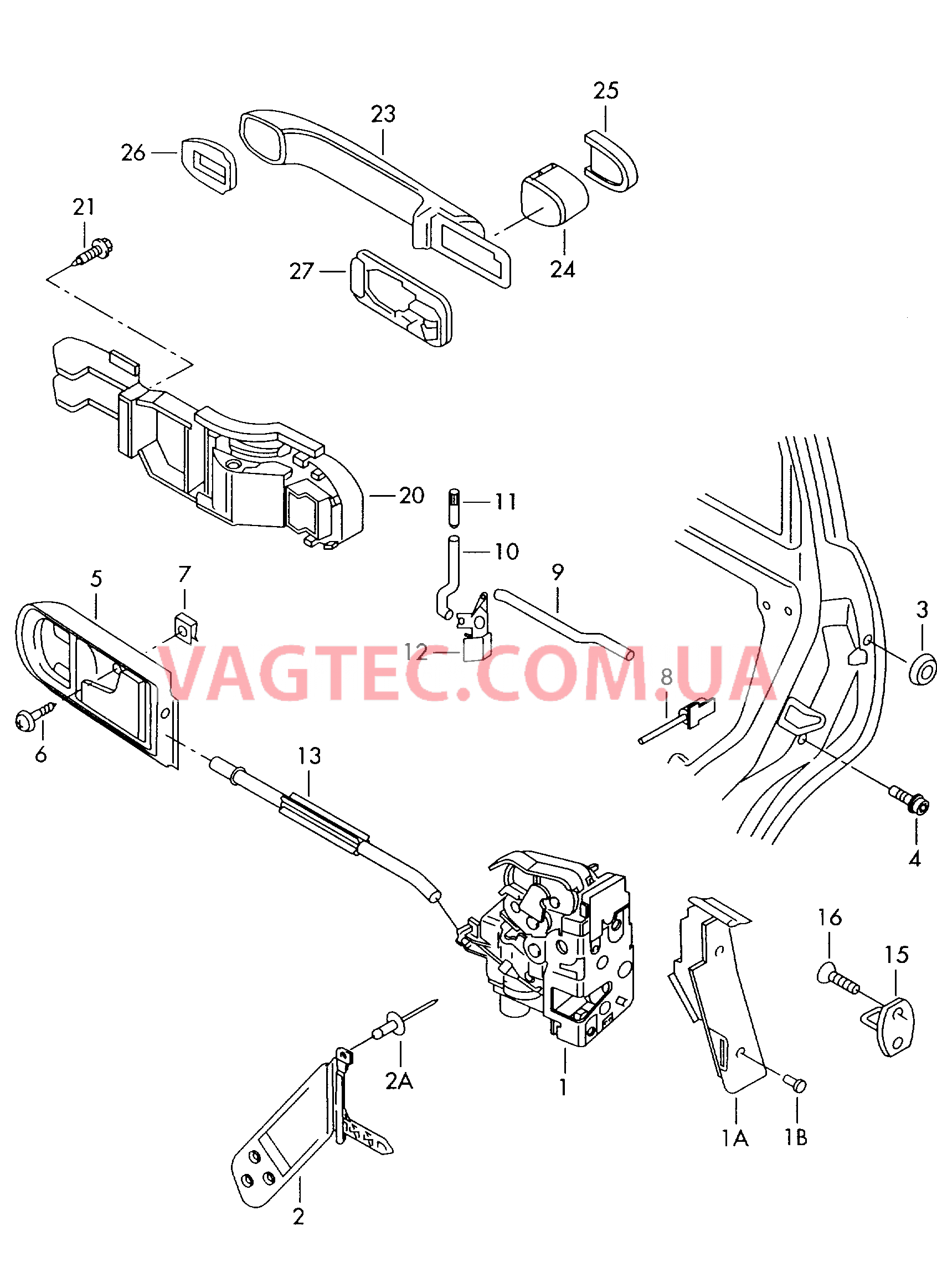 Замок двери VW GOLF  Рычаг привода дверного замка VW GOLF  Ручка двери снаружи VW GOLF   для VOLKSWAGEN GOLF 2000