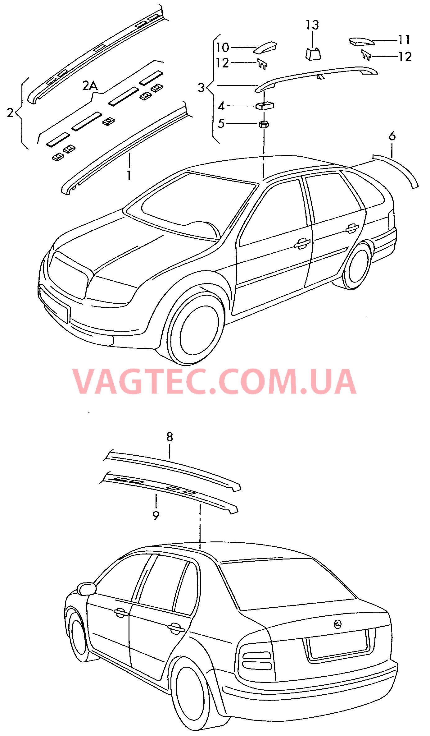 Декоративная накладка крыши  для SKODA Fabia 2001