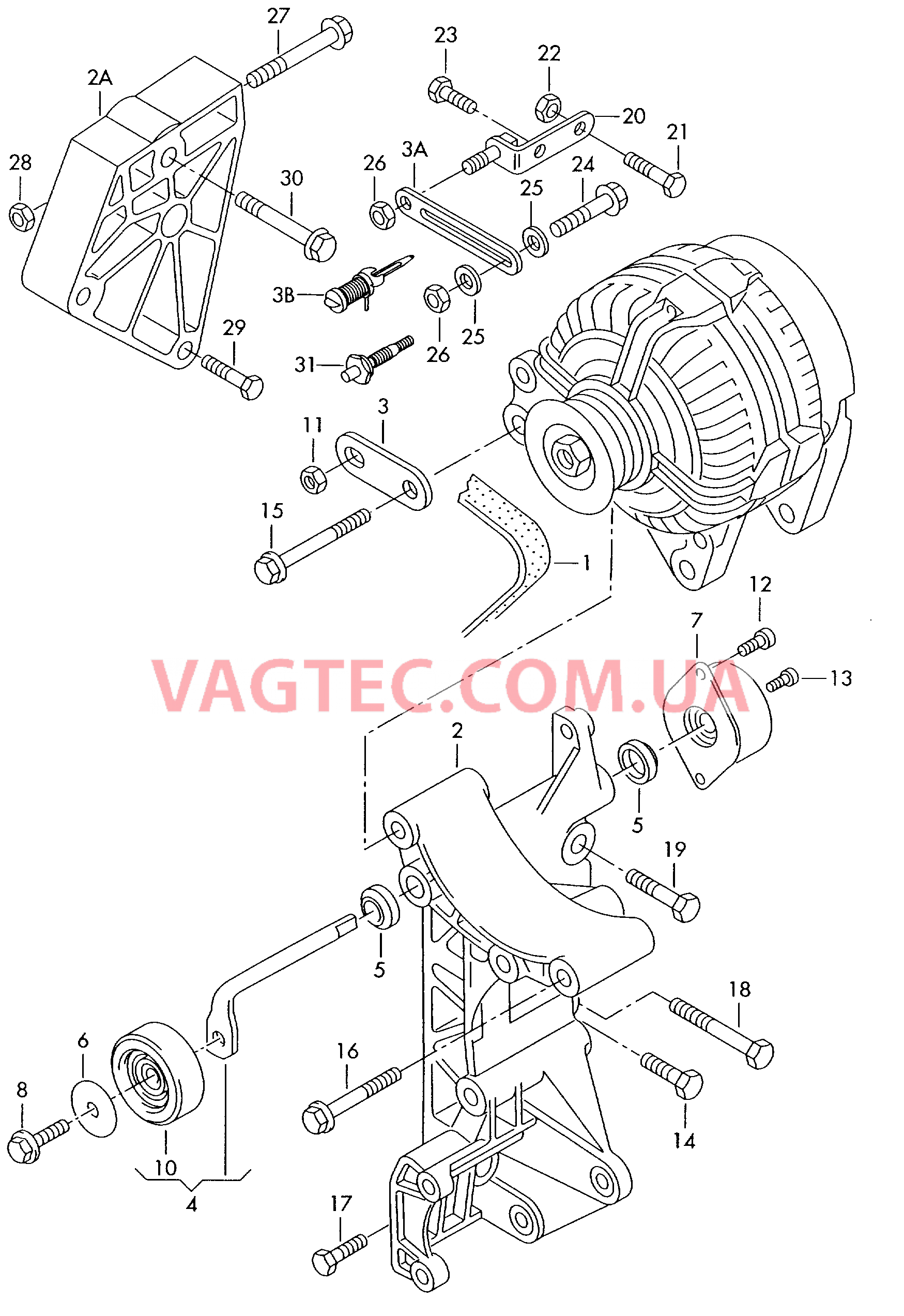 Детали подключения и крепления для генератора  Поликлиновой ремень  для SEAT Arosa 2001