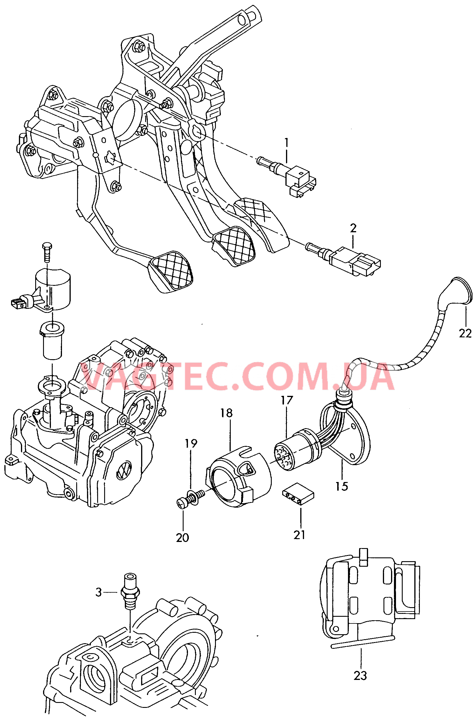 Выключатель стоп-сигнала Выключатель Педаль сцепления Круиз-контроль Выключатель фары заднего хода Штепсельный разъем для а/м с прицепом  для SKODA Fabia 2002