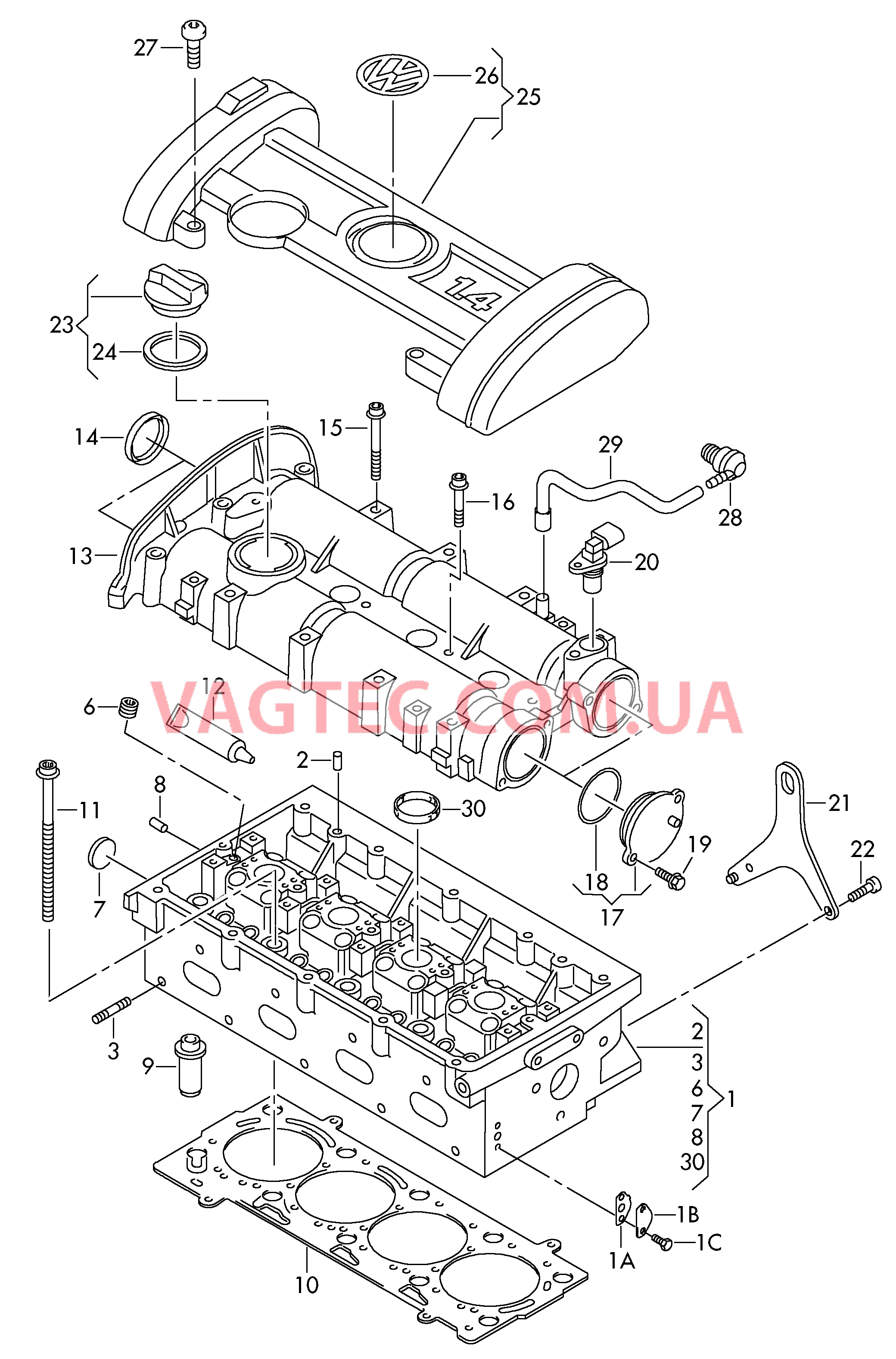 Головка блока цилиндров Крышка ГБЦ Кожух  для VOLKSWAGEN Polo 2013-2