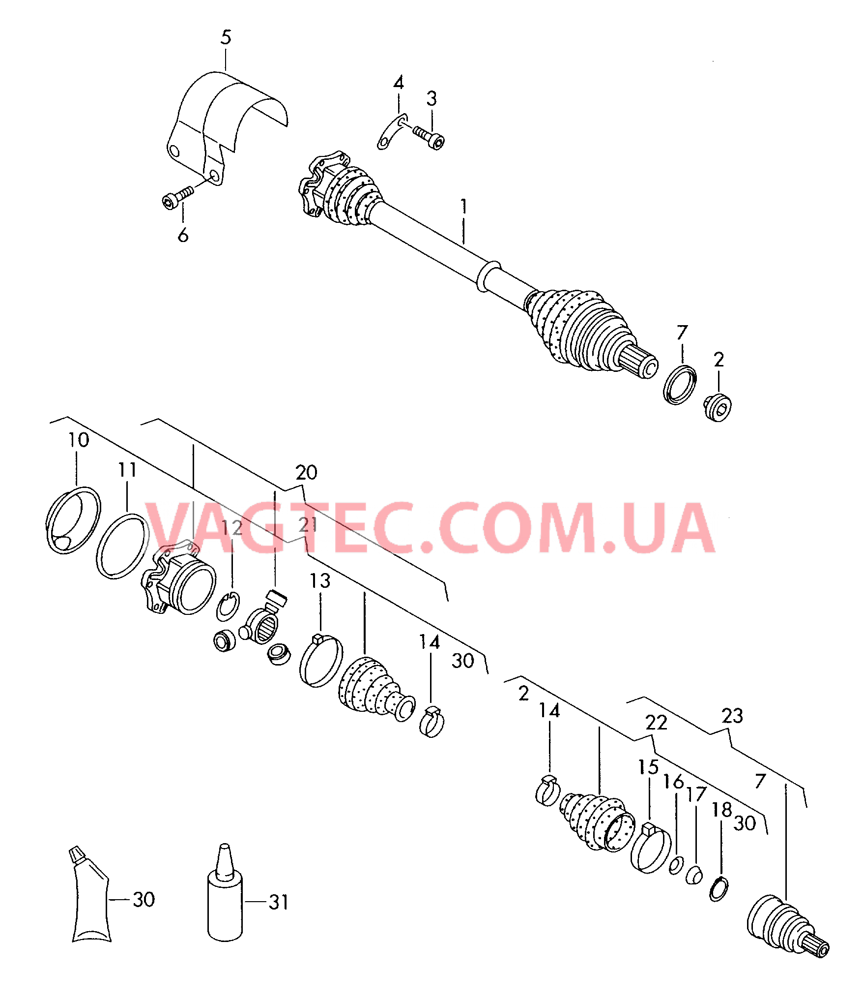 Приводной вал для 5-ступ. механической КП             для а/м с дисками:  для SEAT CO 2006