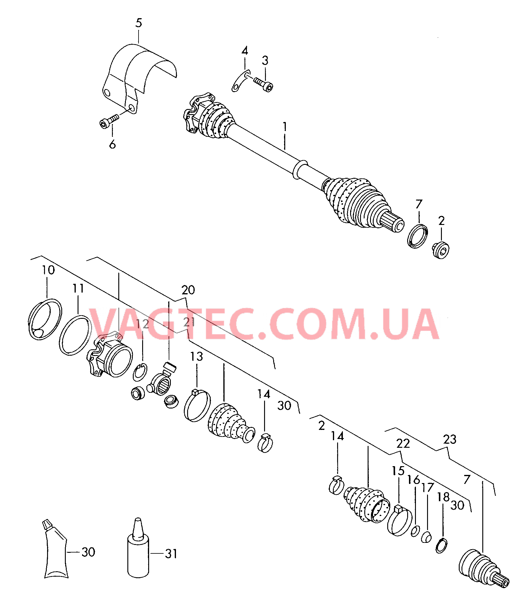 Приводной вал для 5-ступ. механической КП   F 6L-6-066 001>>* для SEAT Ibiza 2010