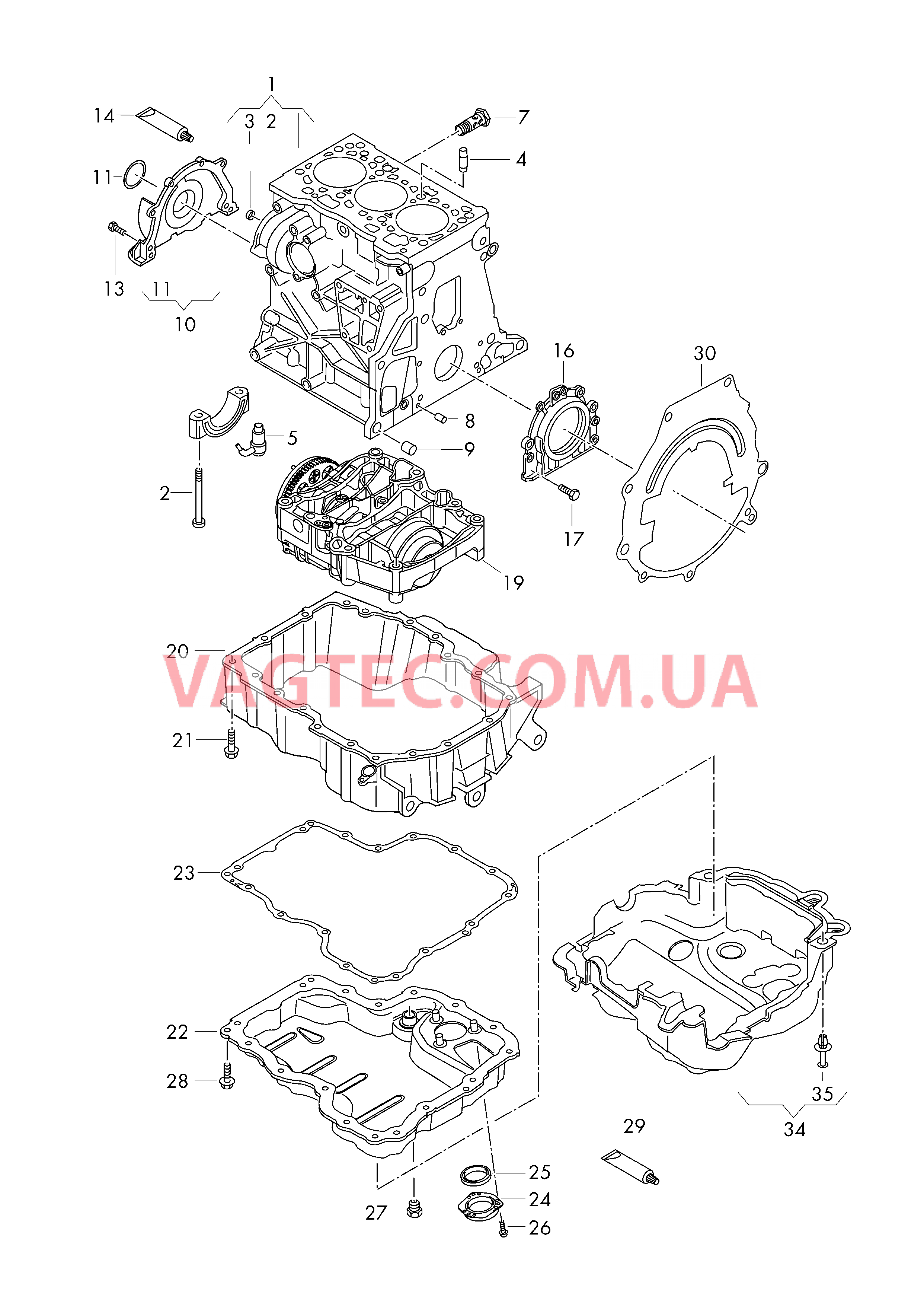Блок цилиндров Масляный поддон  для VOLKSWAGEN Polo 2017-1