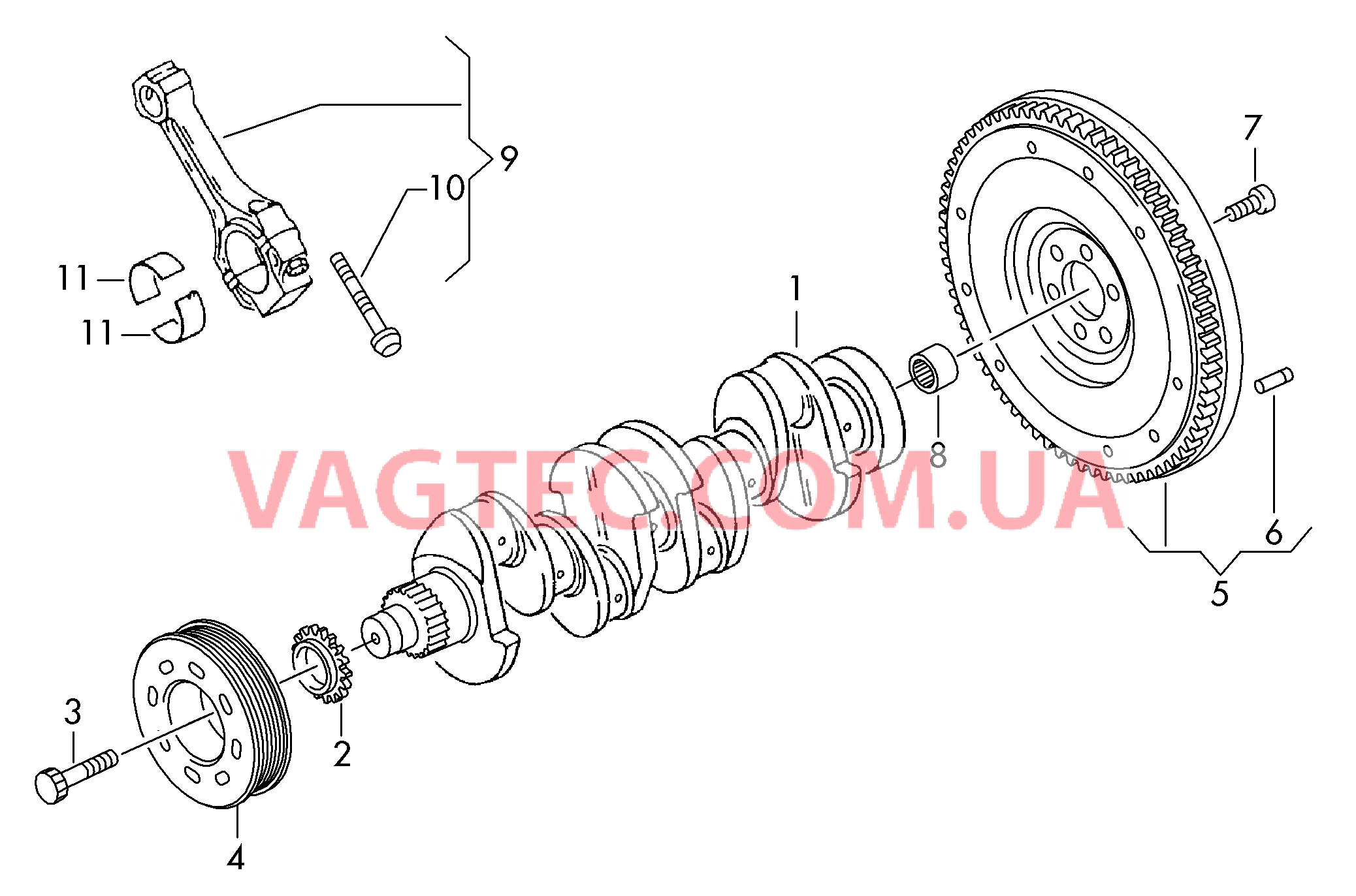 Коленчатый вал Шатун Опора Маховик  для VOLKSWAGEN GOLF 2017