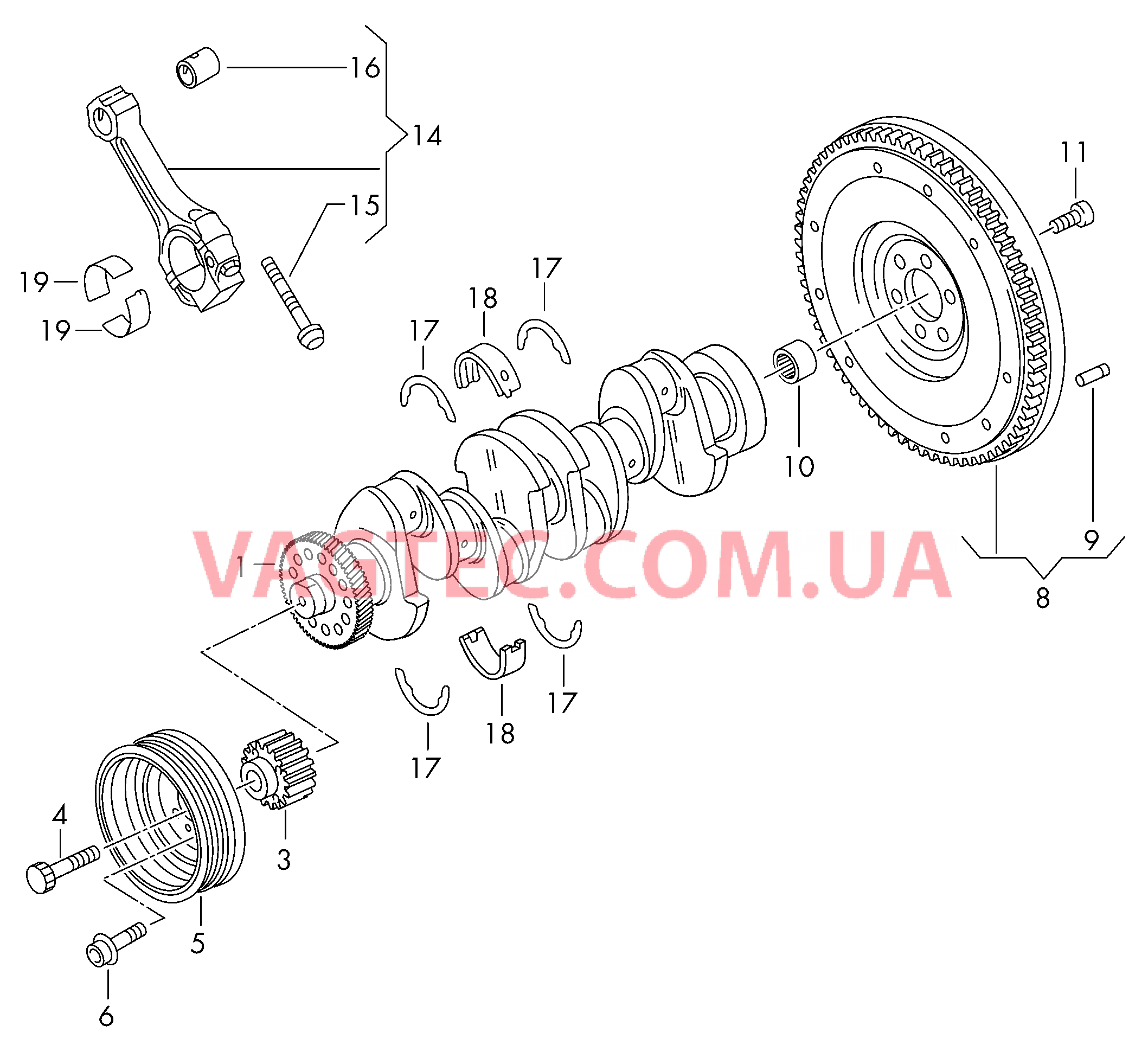 Коленчатый вал Шатун Опора Маховик  для SKODA KAR 2018