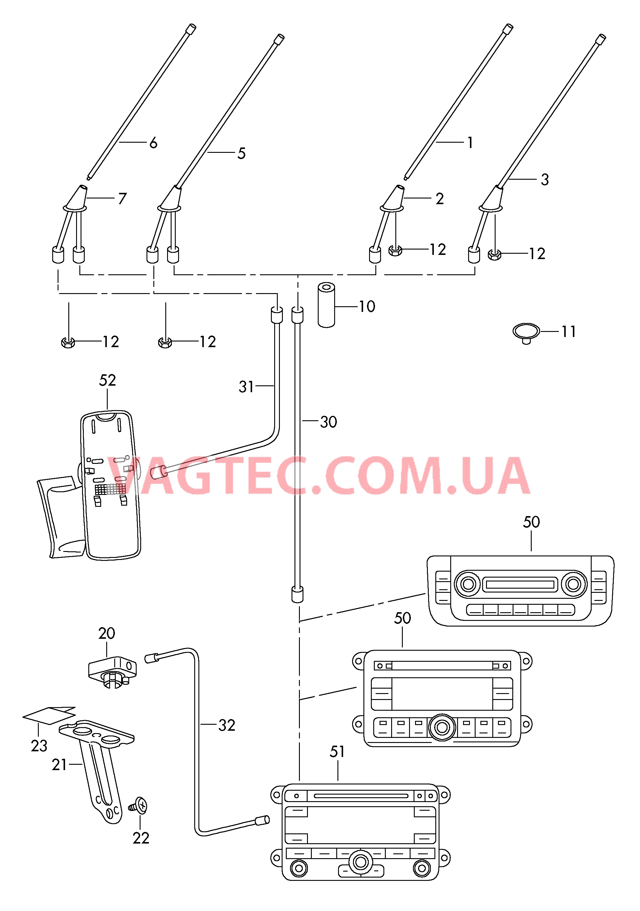 Антенна для крыши Антенна -GРS- Антенный кабель  для SKODA Fabia 2007-1