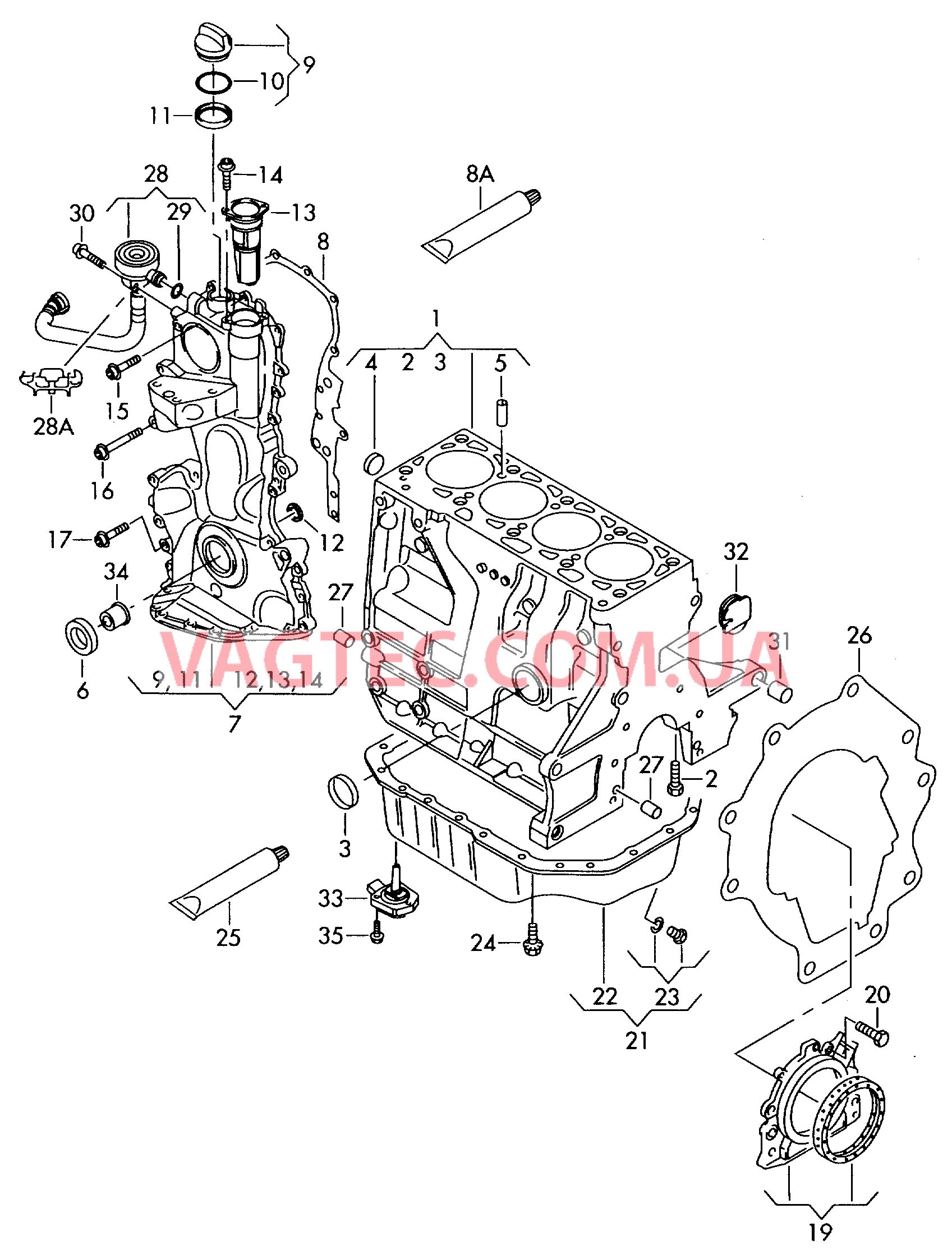 Блок цилиндров с поршнями VW JETTA  Кор. мех-ма измен. фаз газрас. VW JETTA  Масляный поддон VW JETTA   для VOLKSWAGEN Jetta 2006