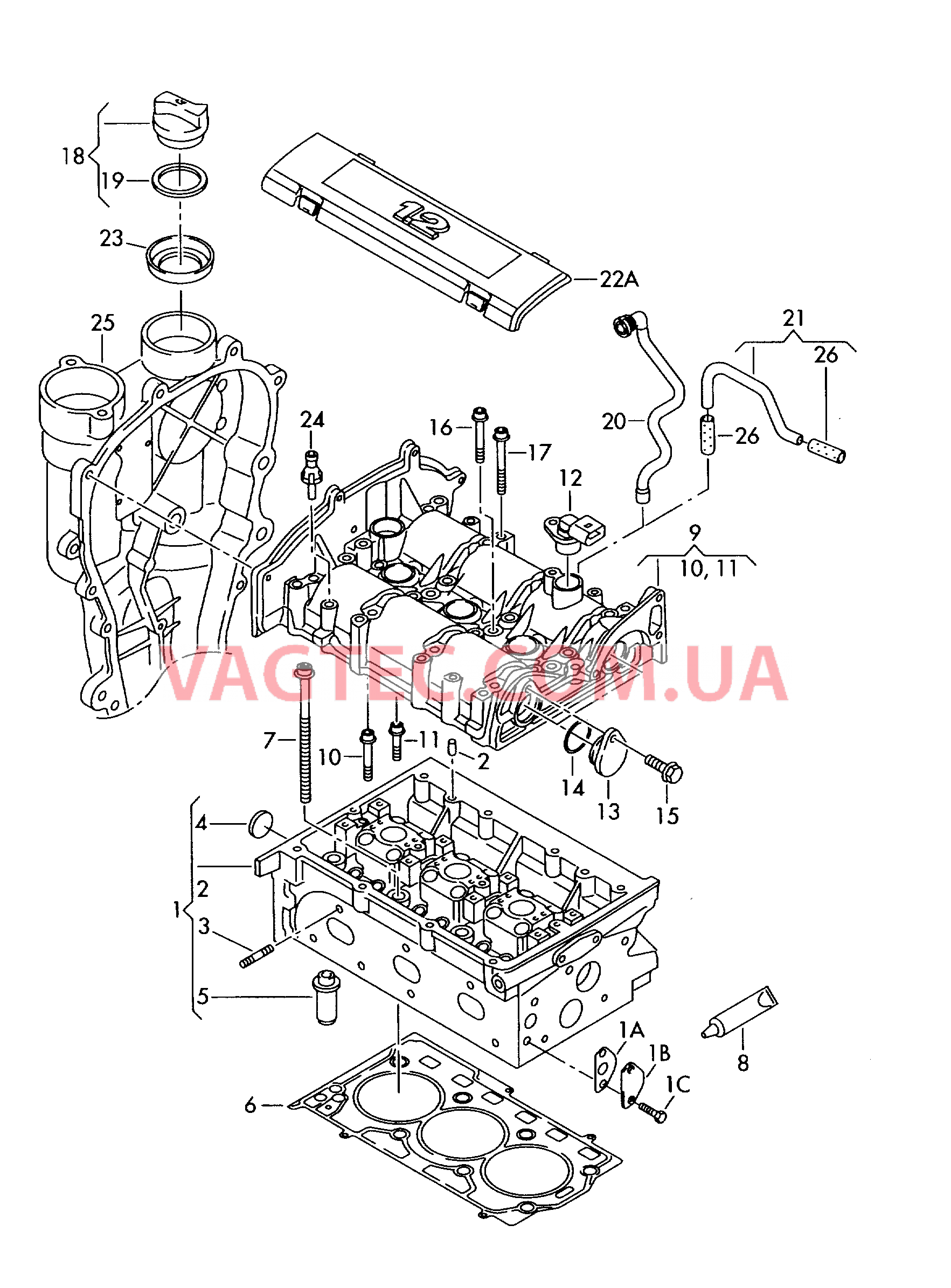 Головка блока цилиндров Крышка ГБЦ Защ. кожух впускн. коллектора  для SKODA Fabia 2009