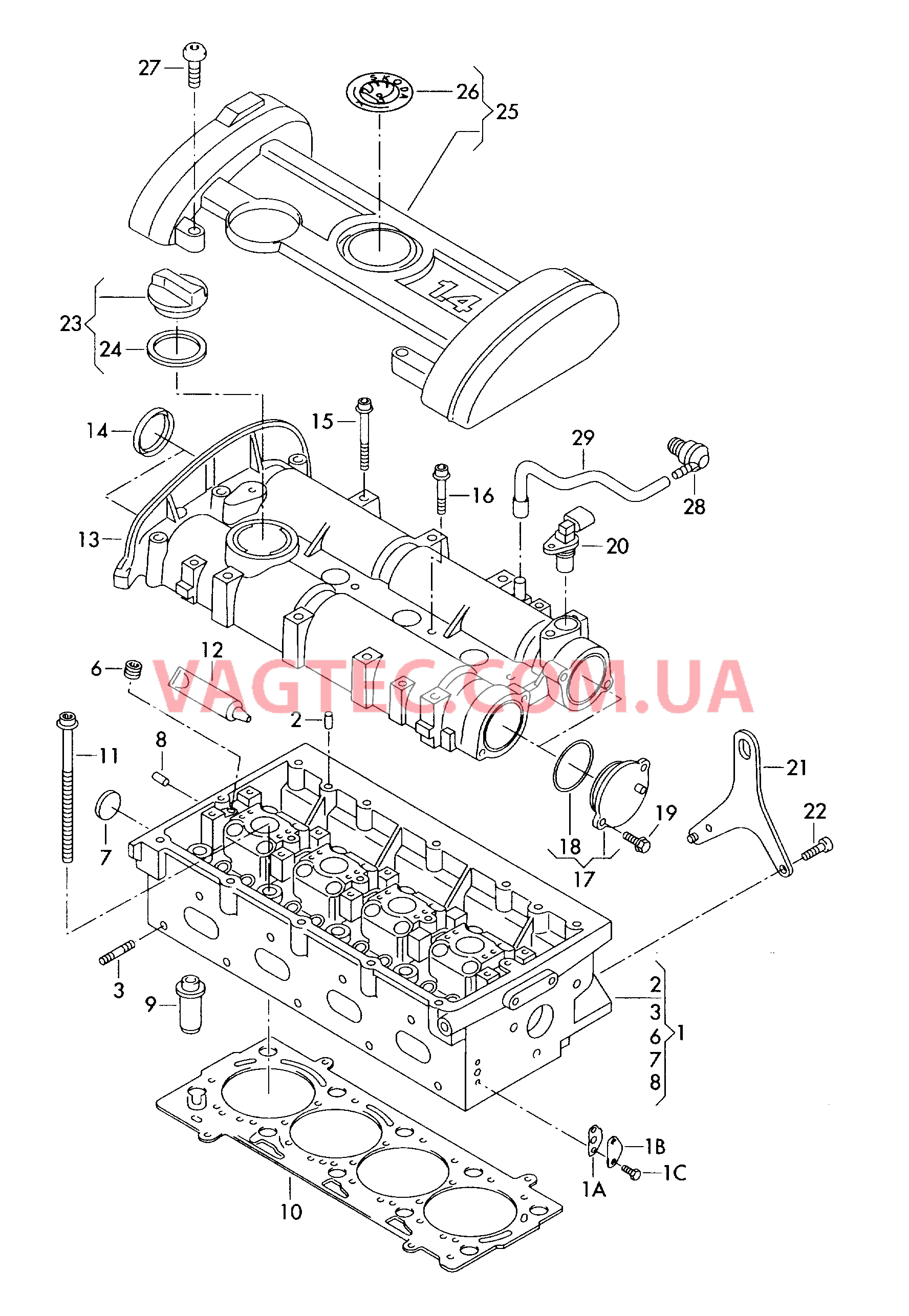 Головка блока цилиндров Крышка ГБЦ Кожух  для SKODA Roomster 2006