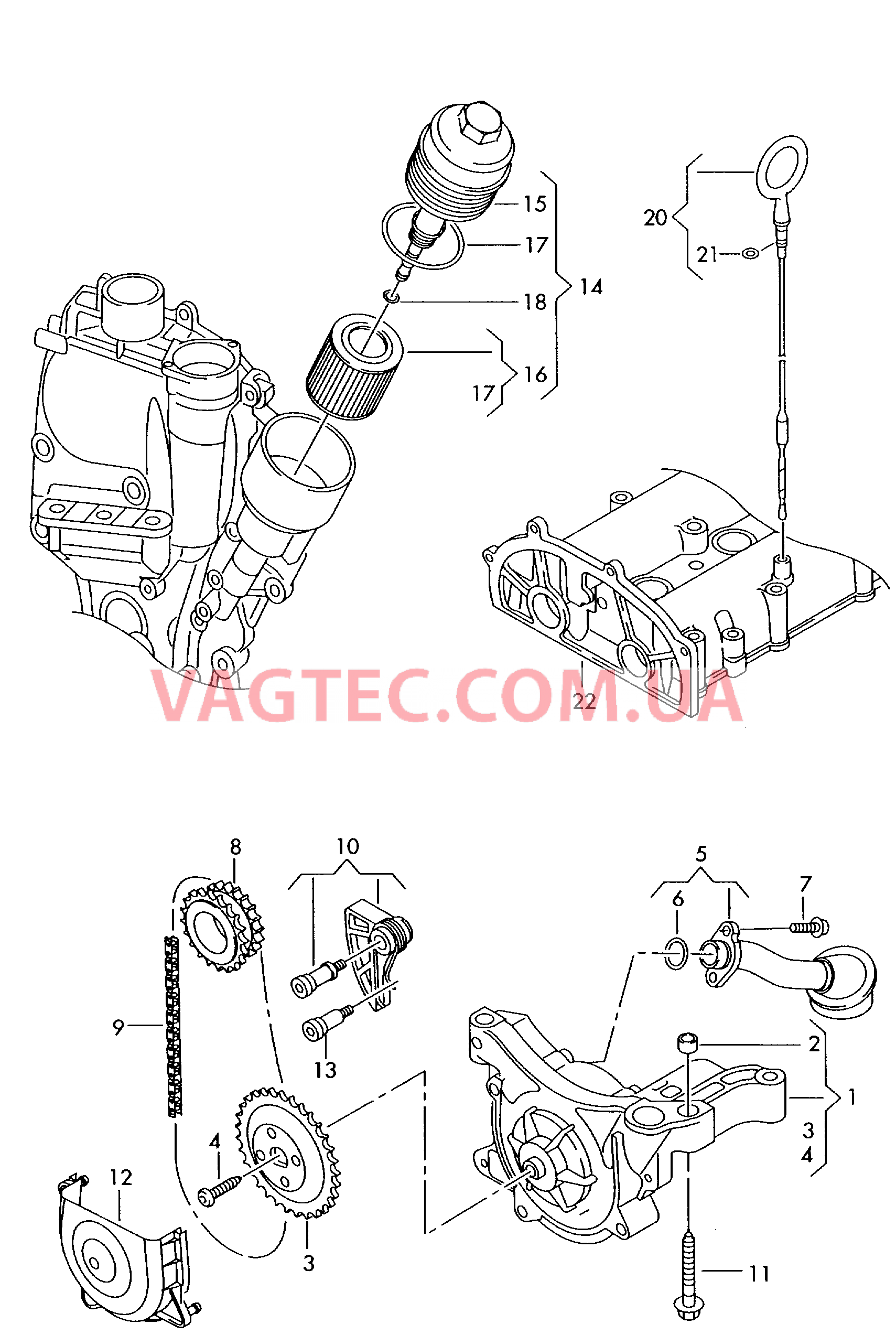 Насос, масляный Фильтр, масляный Маслоизмерительный щуп  для VOLKSWAGEN Polo 2003